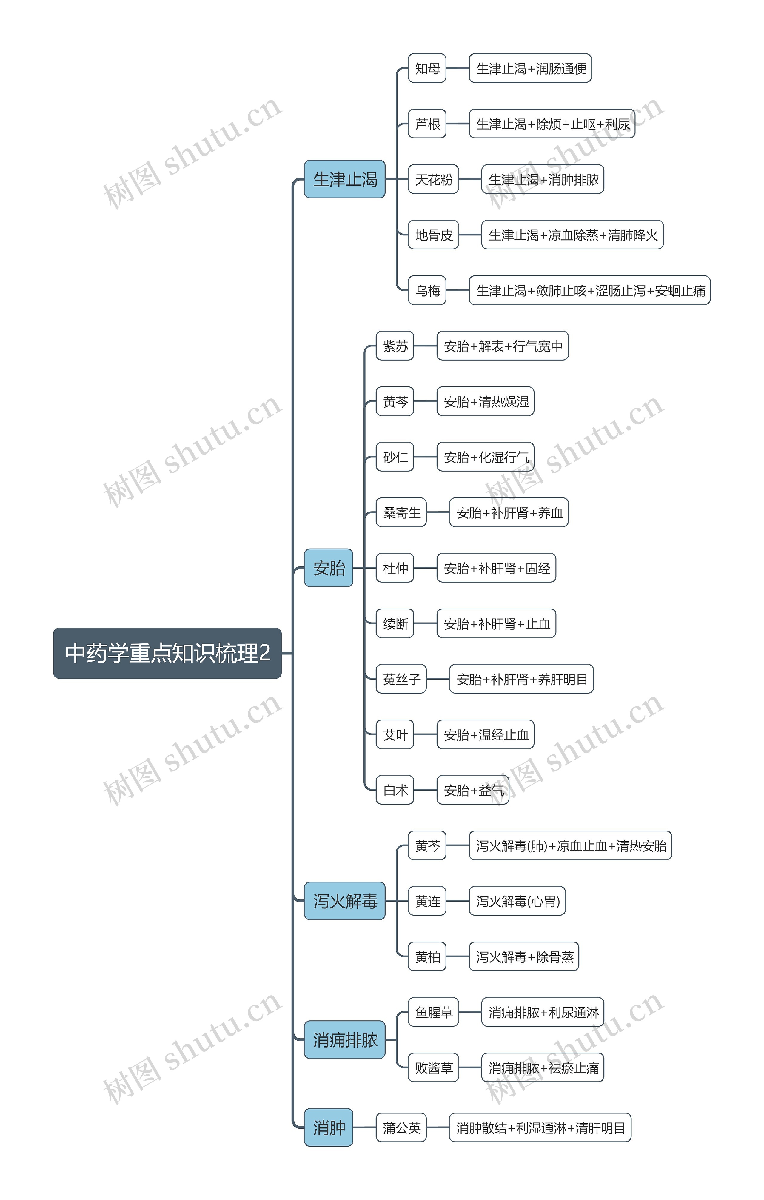 中药学重点知识梳理2思维导图
