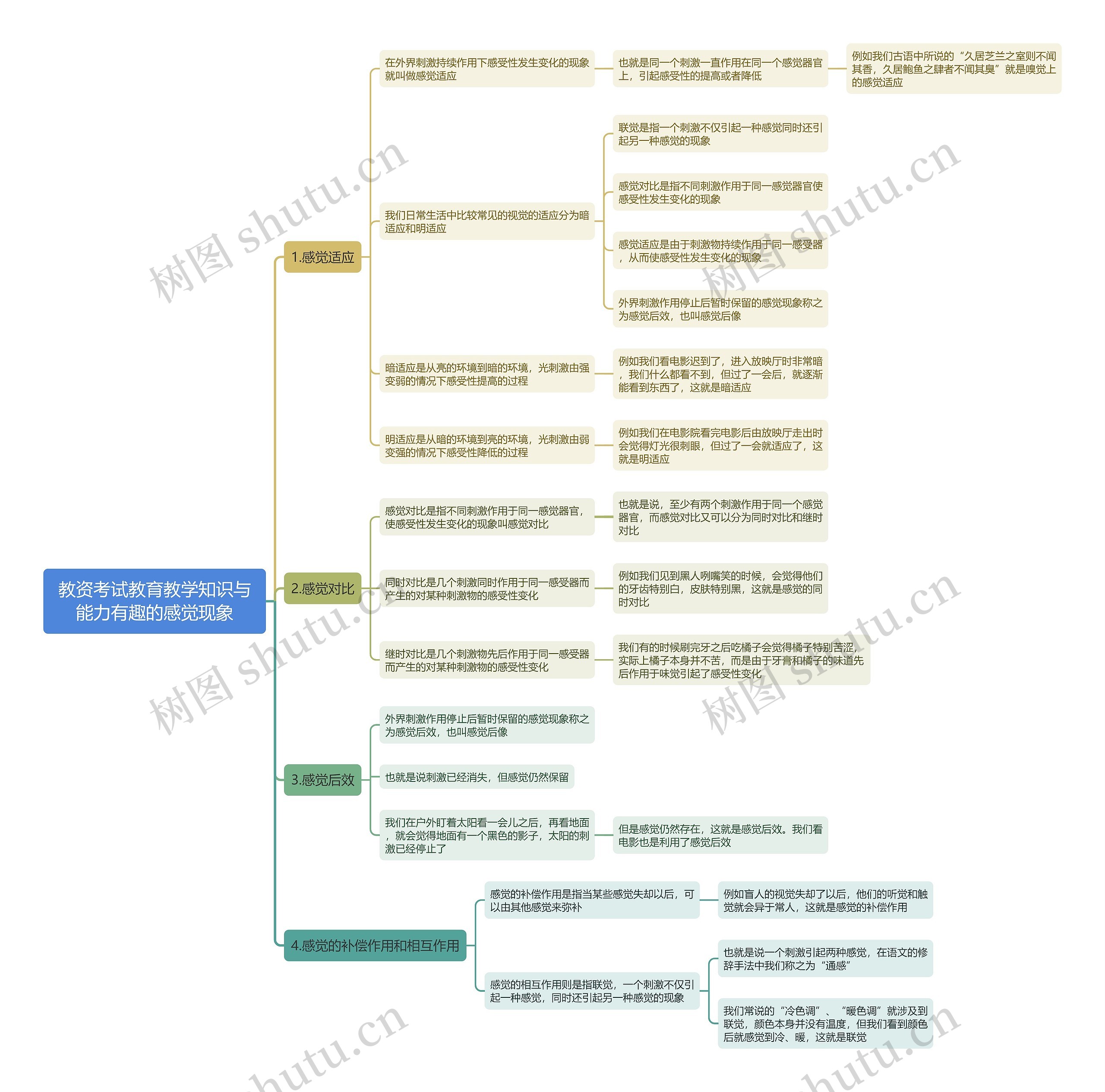 教资考试教育教学知识与能力有趣的感觉现象思维导图