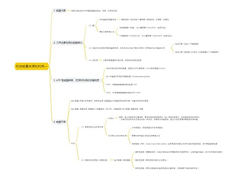 机体能量来源和利用一思维导图