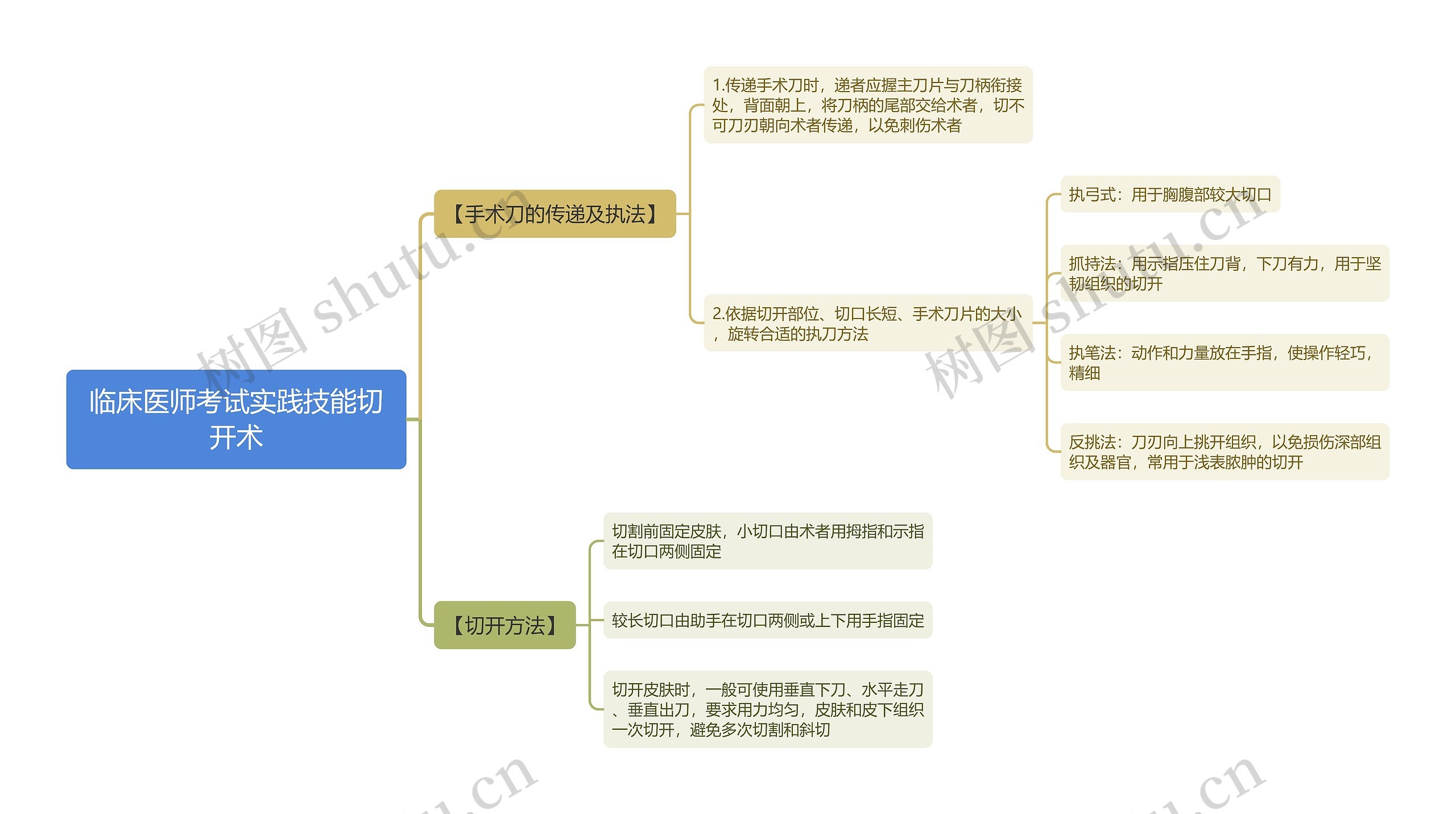 临床医师考试实践技能切开术思维导图