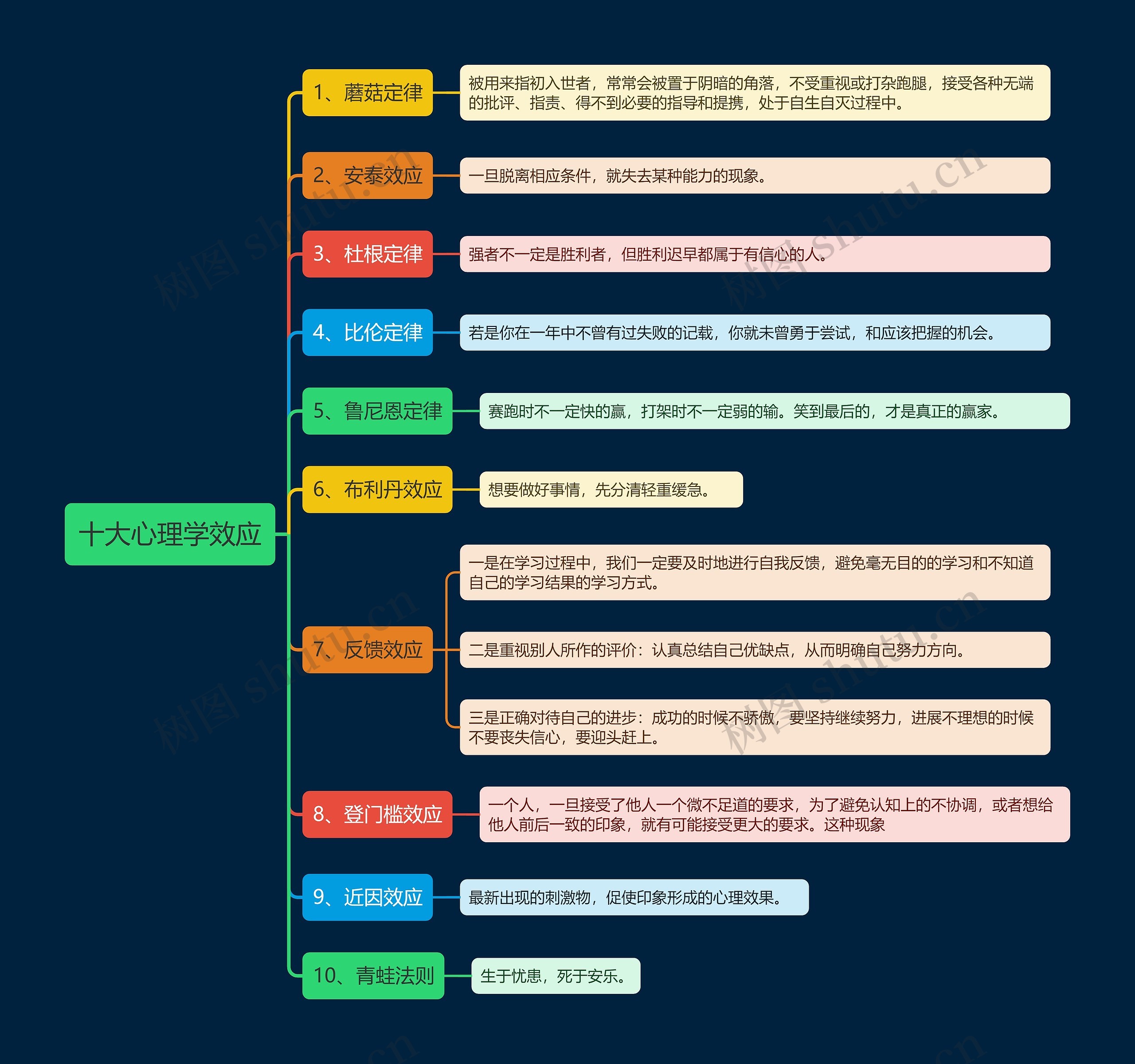 十大心理学效应思维导图