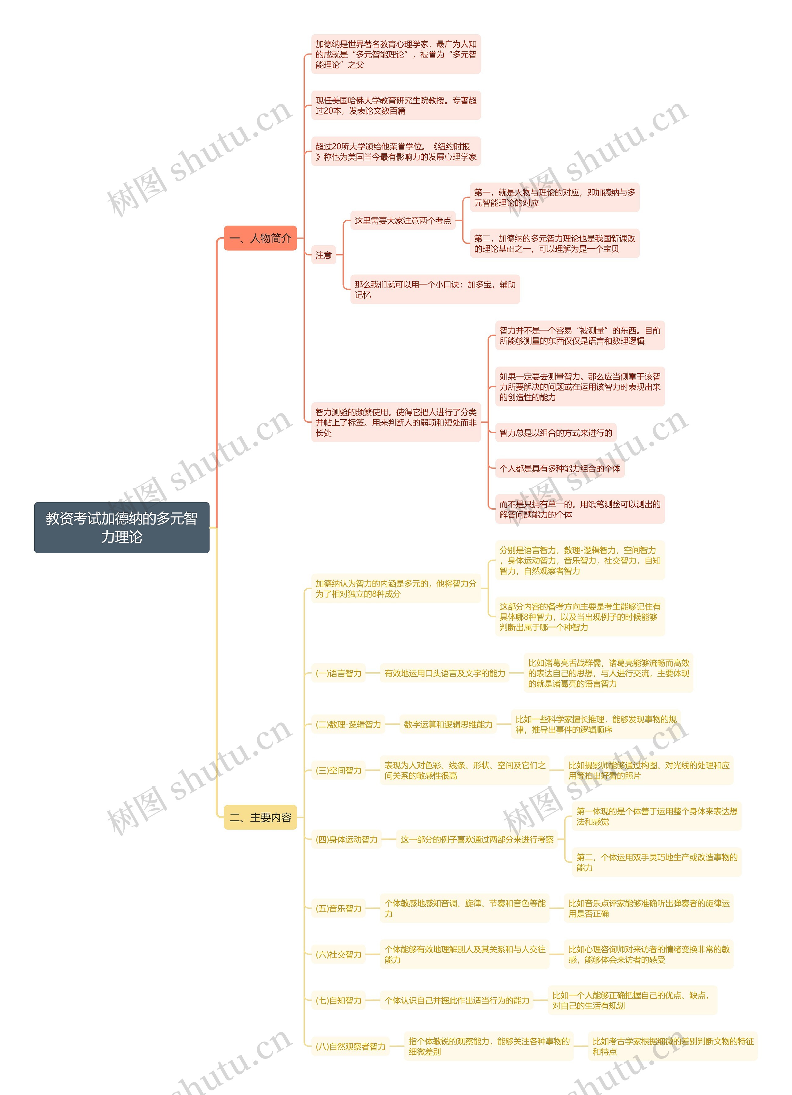 教资考试加德纳的多元智力理论思维导图