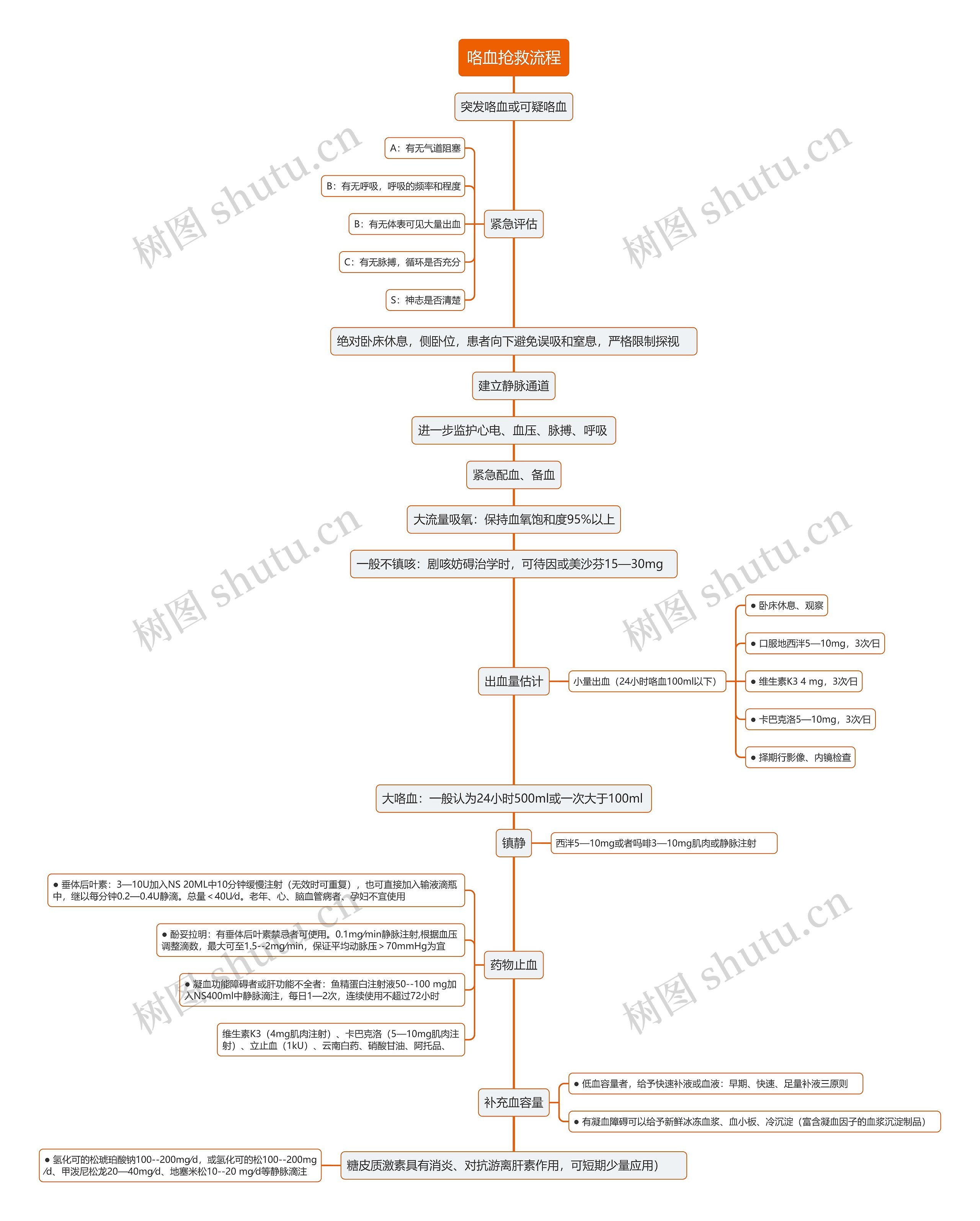 咯血抢救流程思维导图