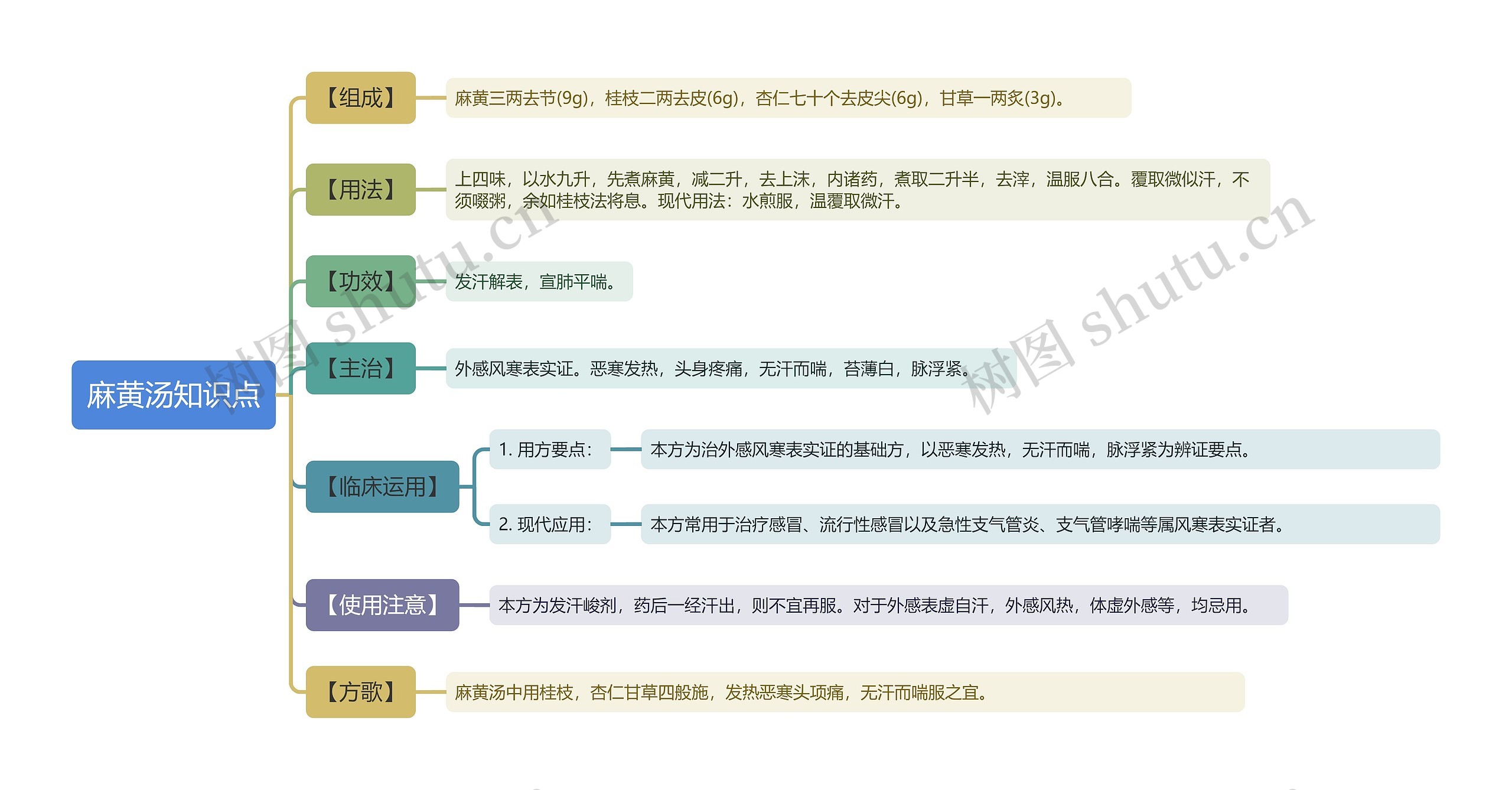 麻黄汤知识点思维导图