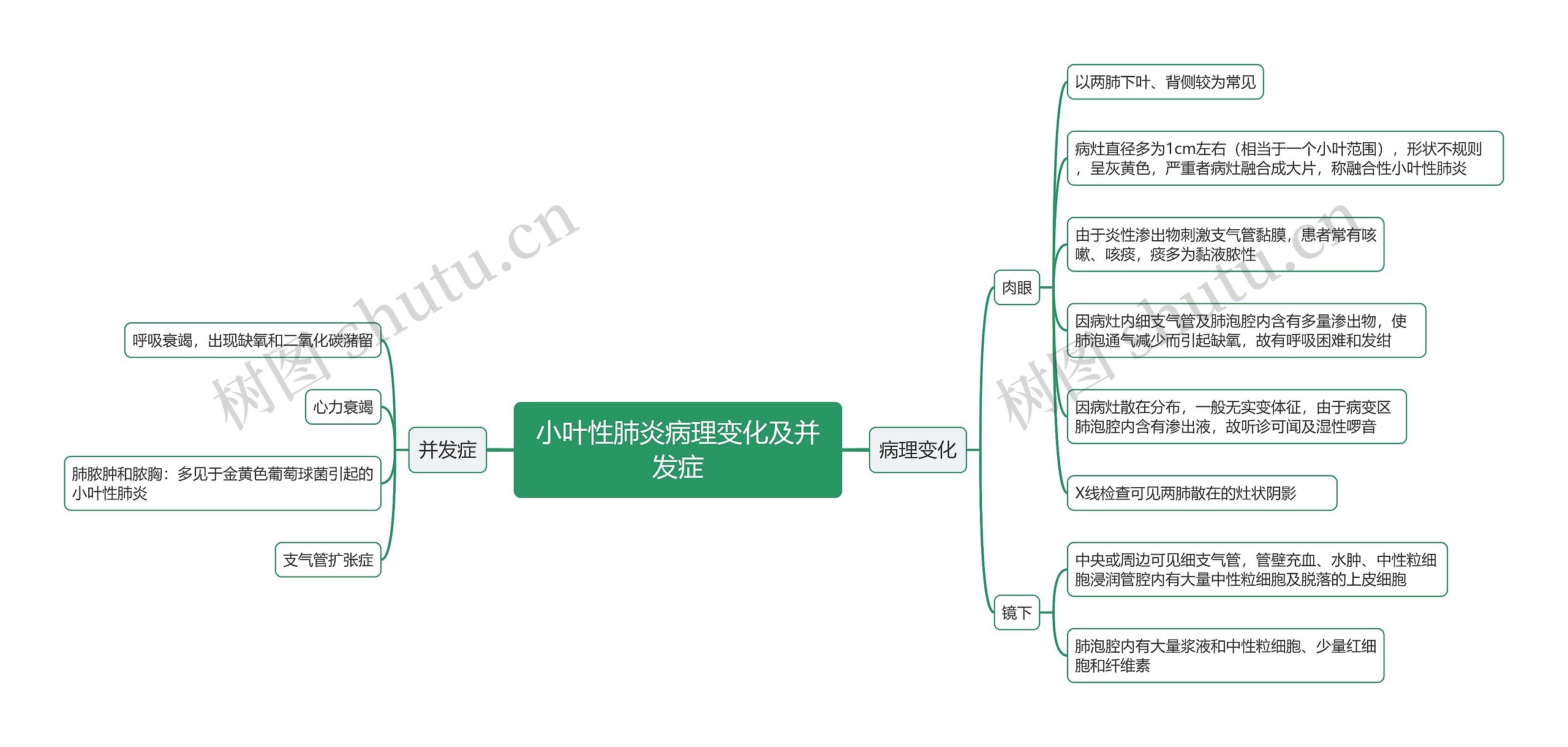 小叶性肺炎病理变化及并发症思维导图