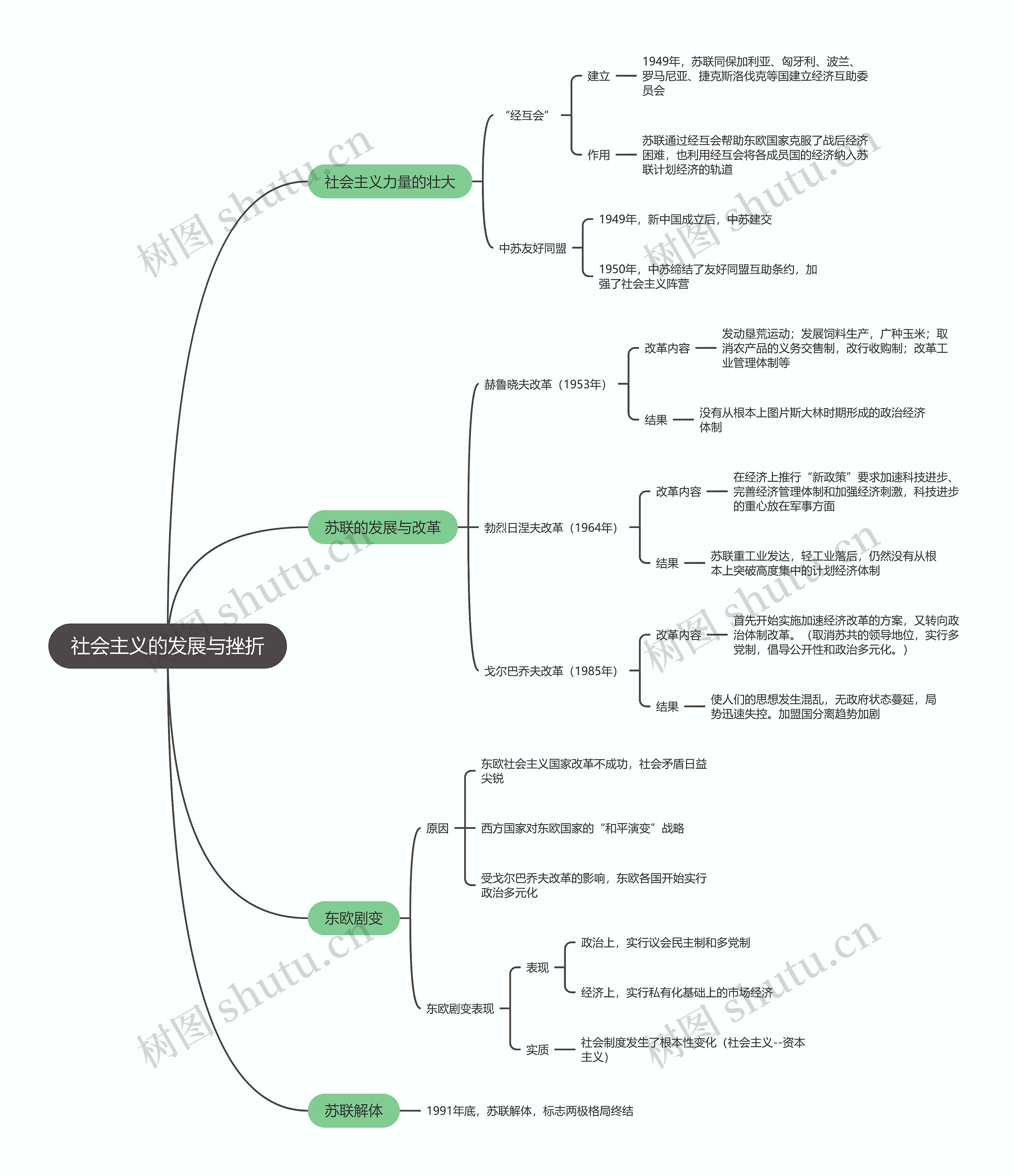 九年级历史下册    社会主义的发展与挫折思维导图