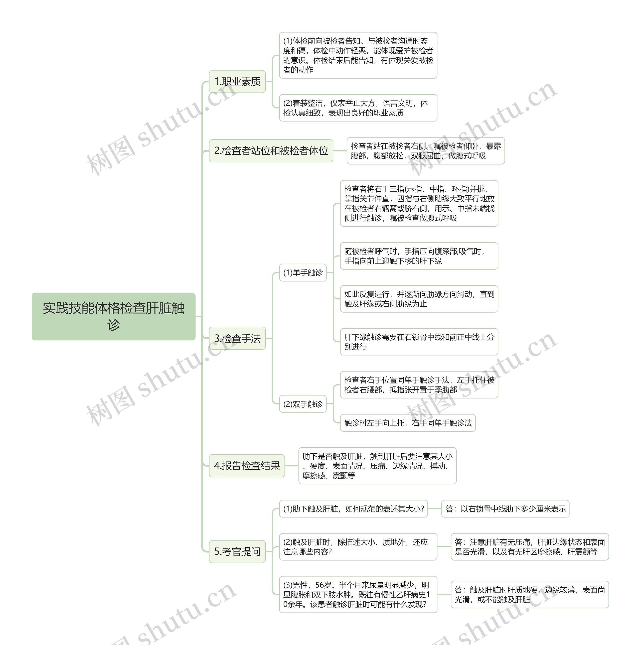 实践技能体格检查肝脏触诊思维导图
