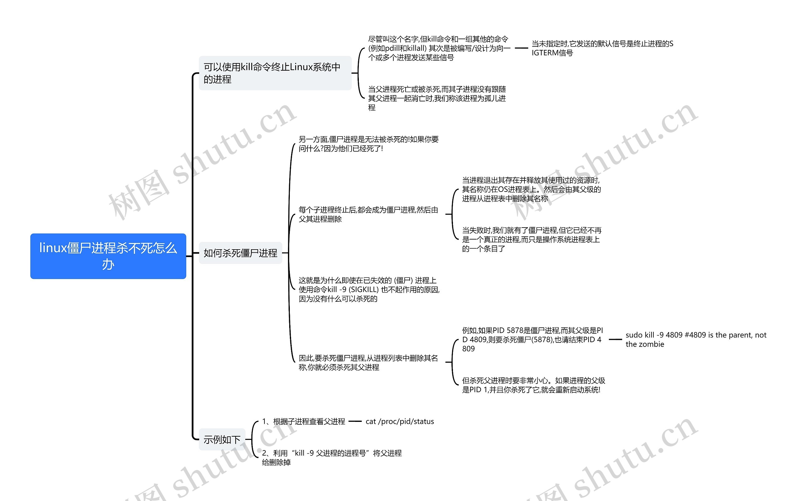 linux僵尸进程杀不死怎么办思维导图