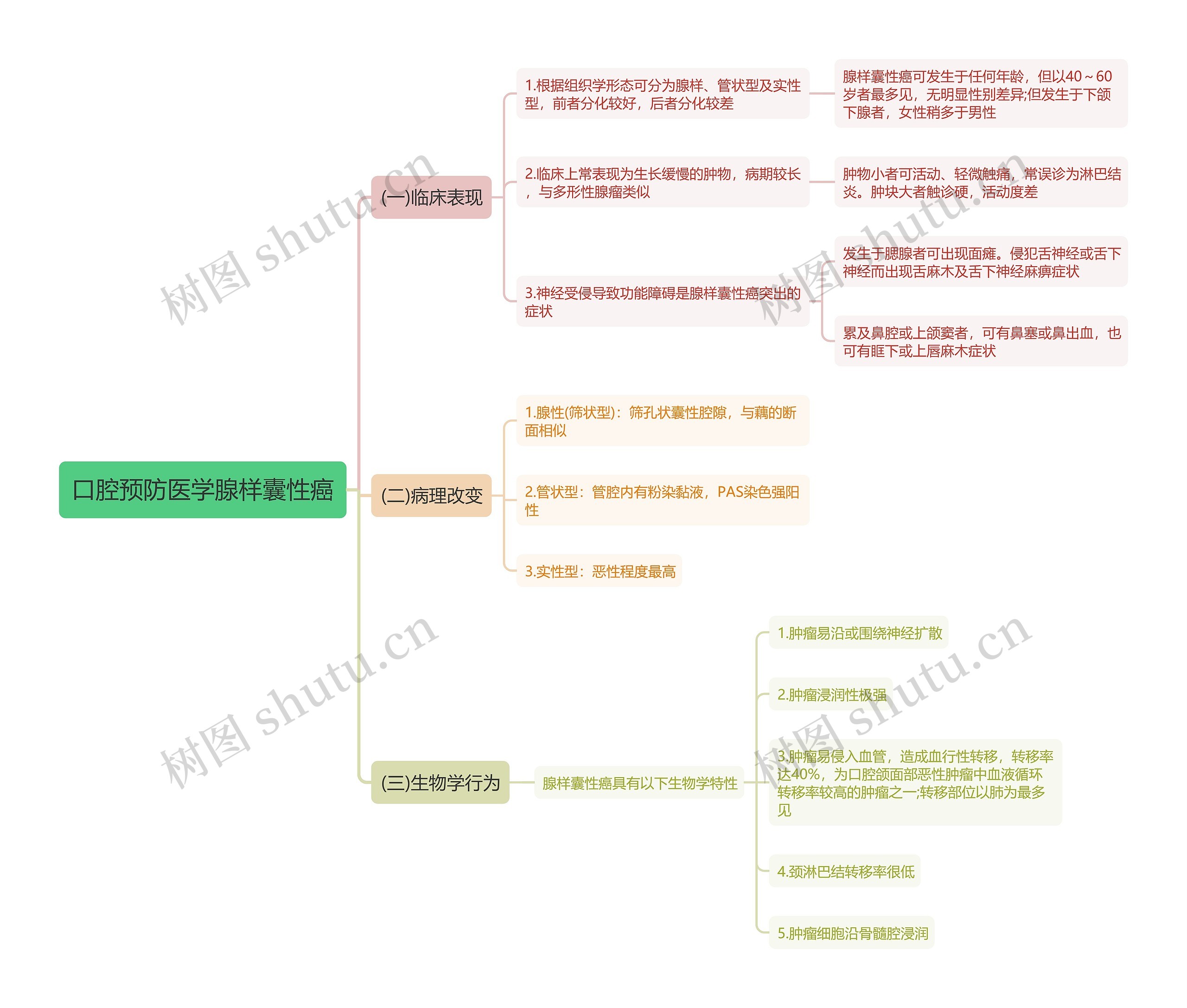 口腔预防医学腺样囊性癌思维导图 口腔预防医学腺样囊性癌思维导图