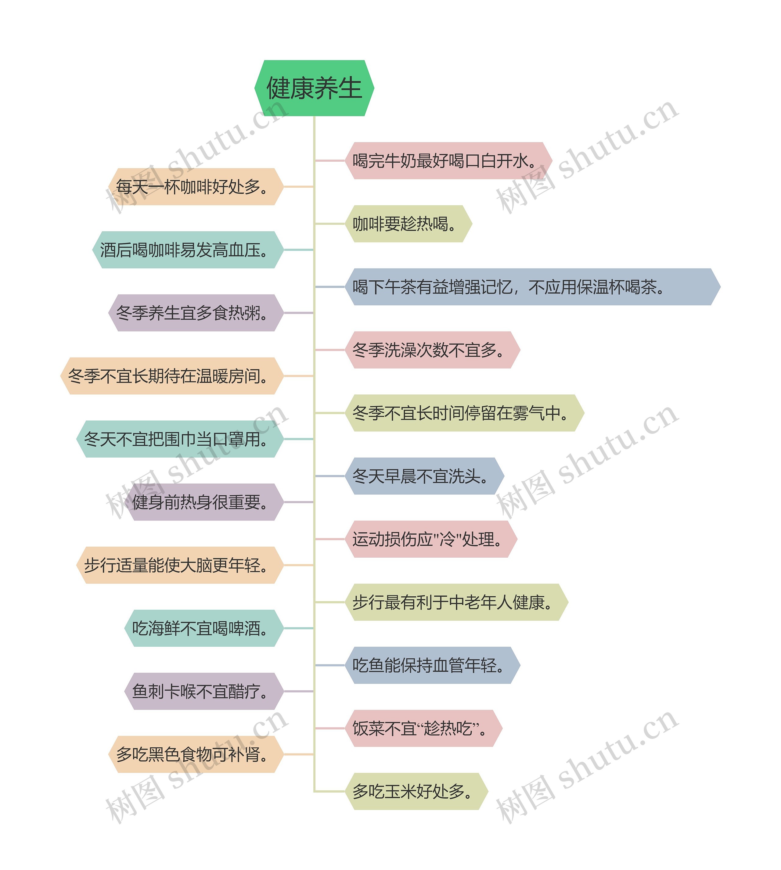 健康养生树形图思维导图