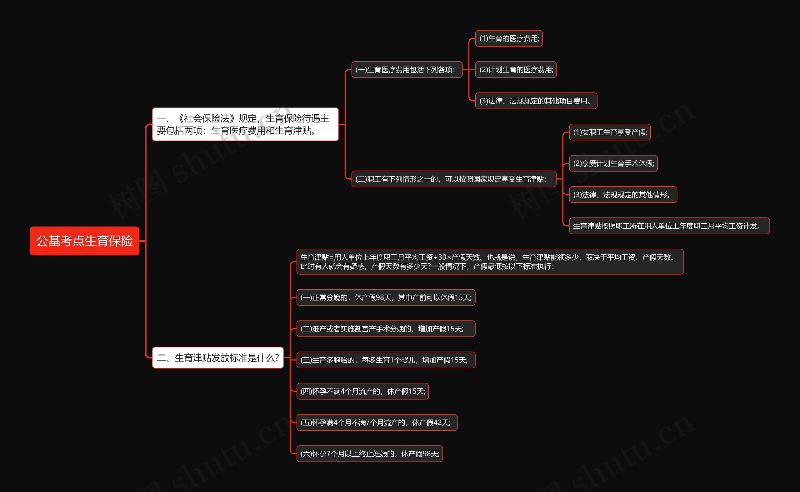 公基考点生育保险思维导图
