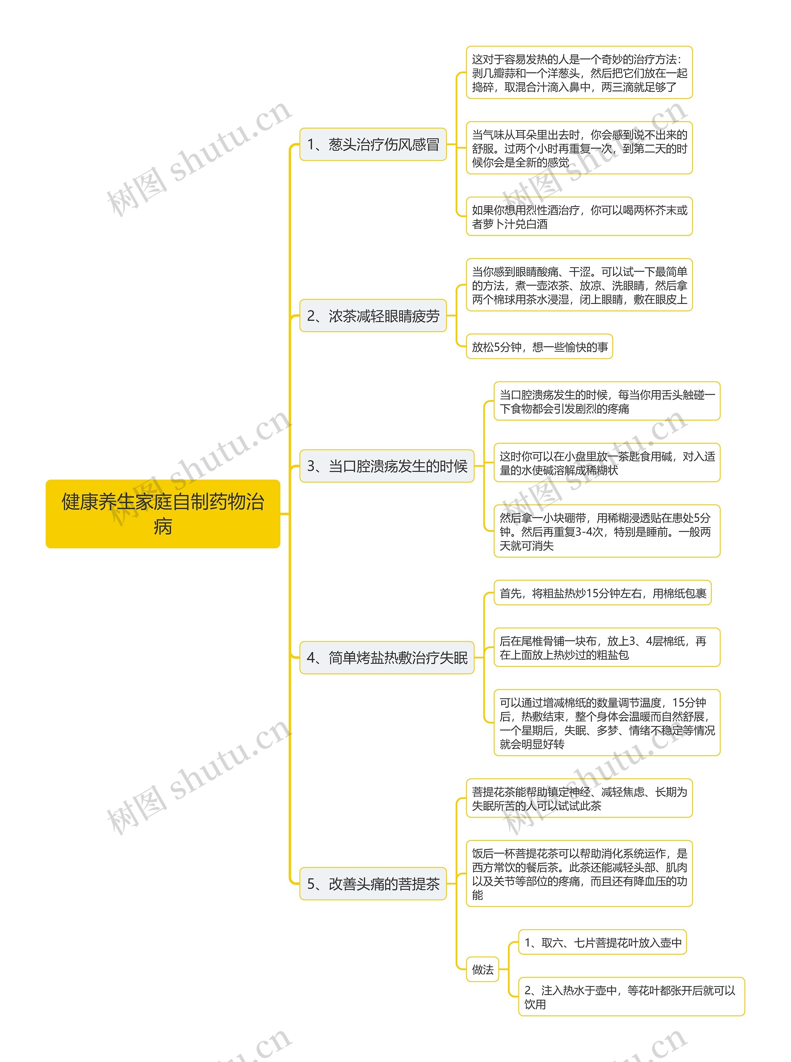 健康养生家庭自制药物治病思维导图