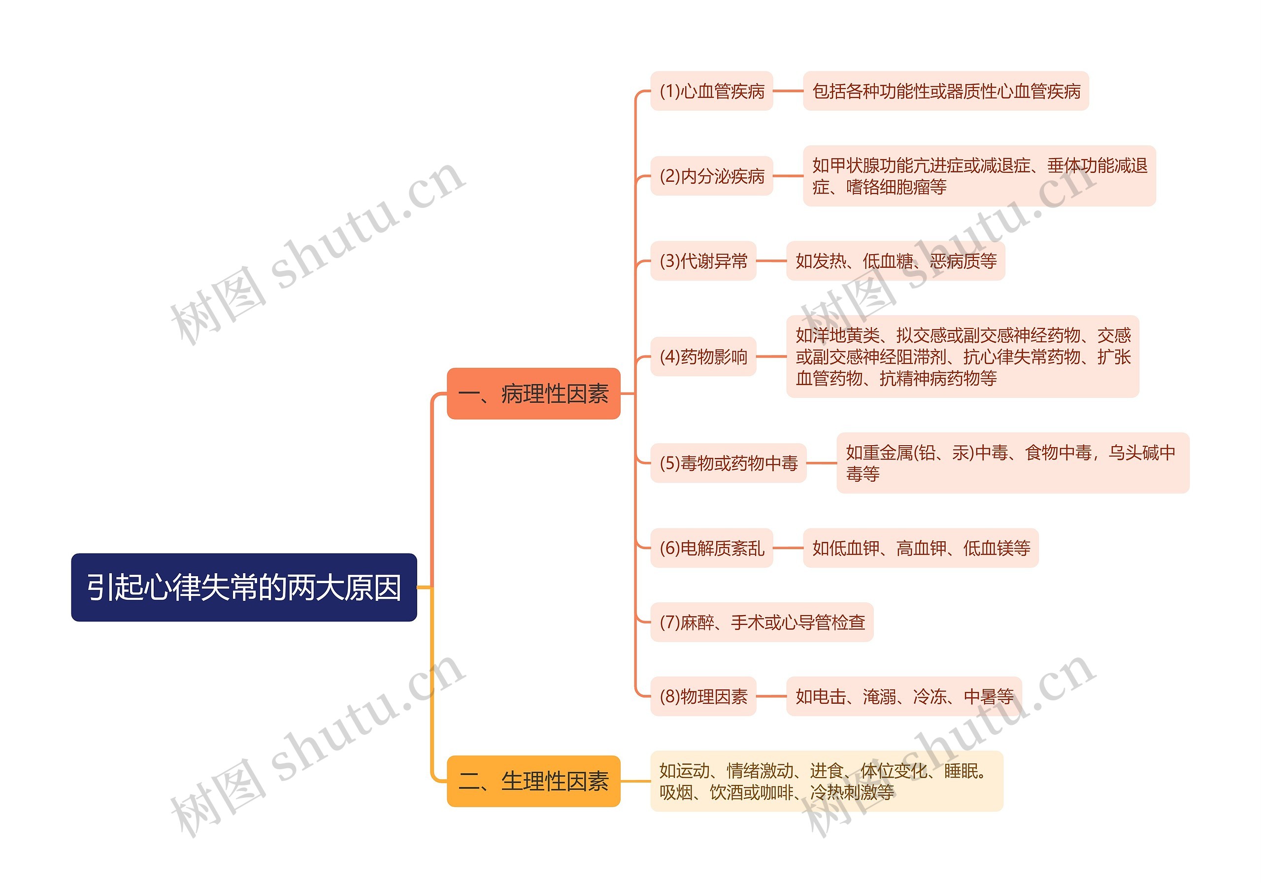 引起心律失常的两大原因思维导图