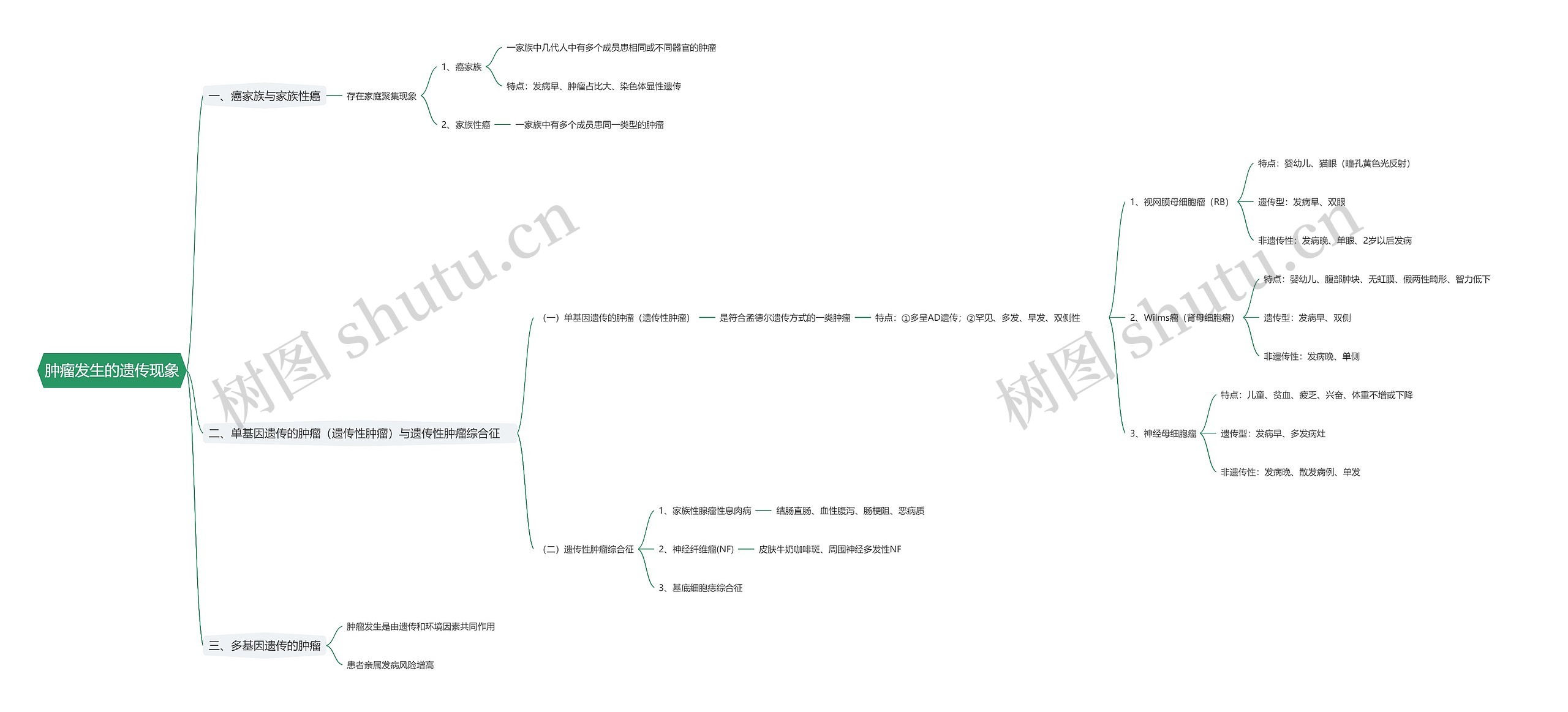 肿瘤发生的遗传现象思维导图
