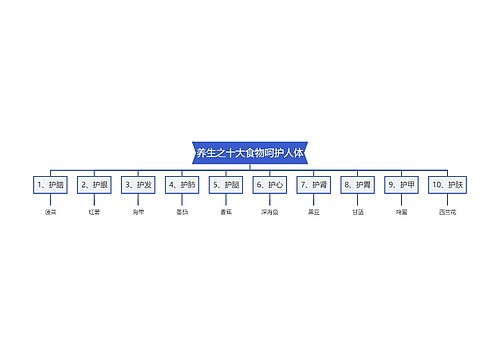 养生之十大食物呵护人体思维导图