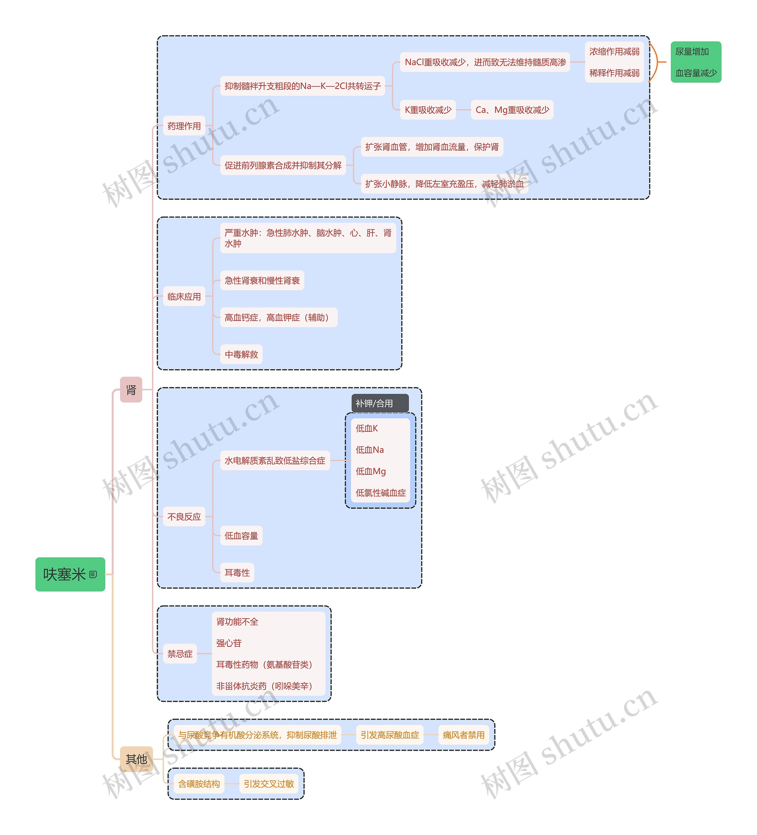 呋塞米思维导图高清图 呋塞米思维导图