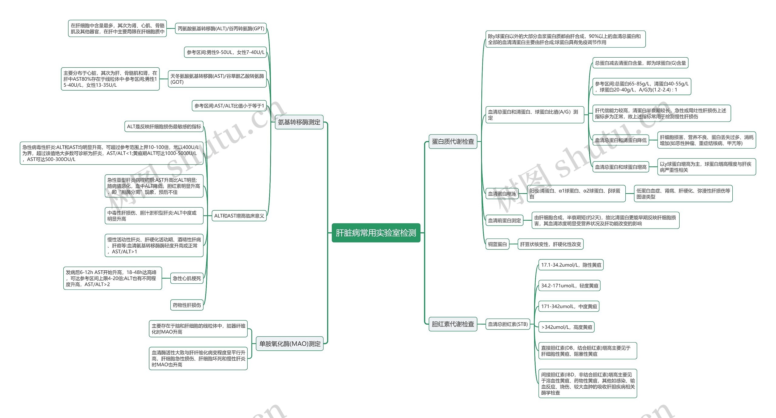 肝脏病常用实验室检测思维导图