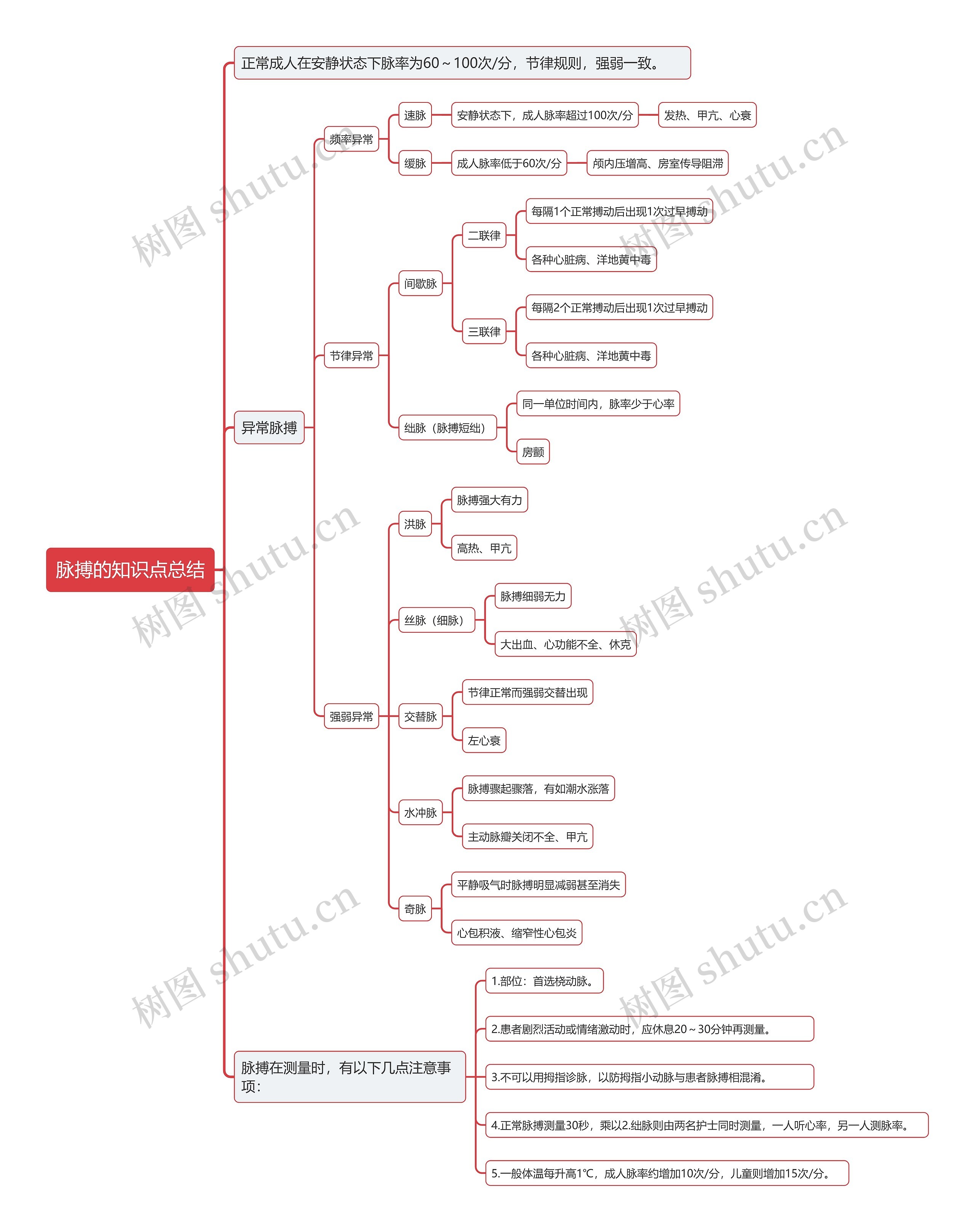 脉搏的知识点总结思维导图