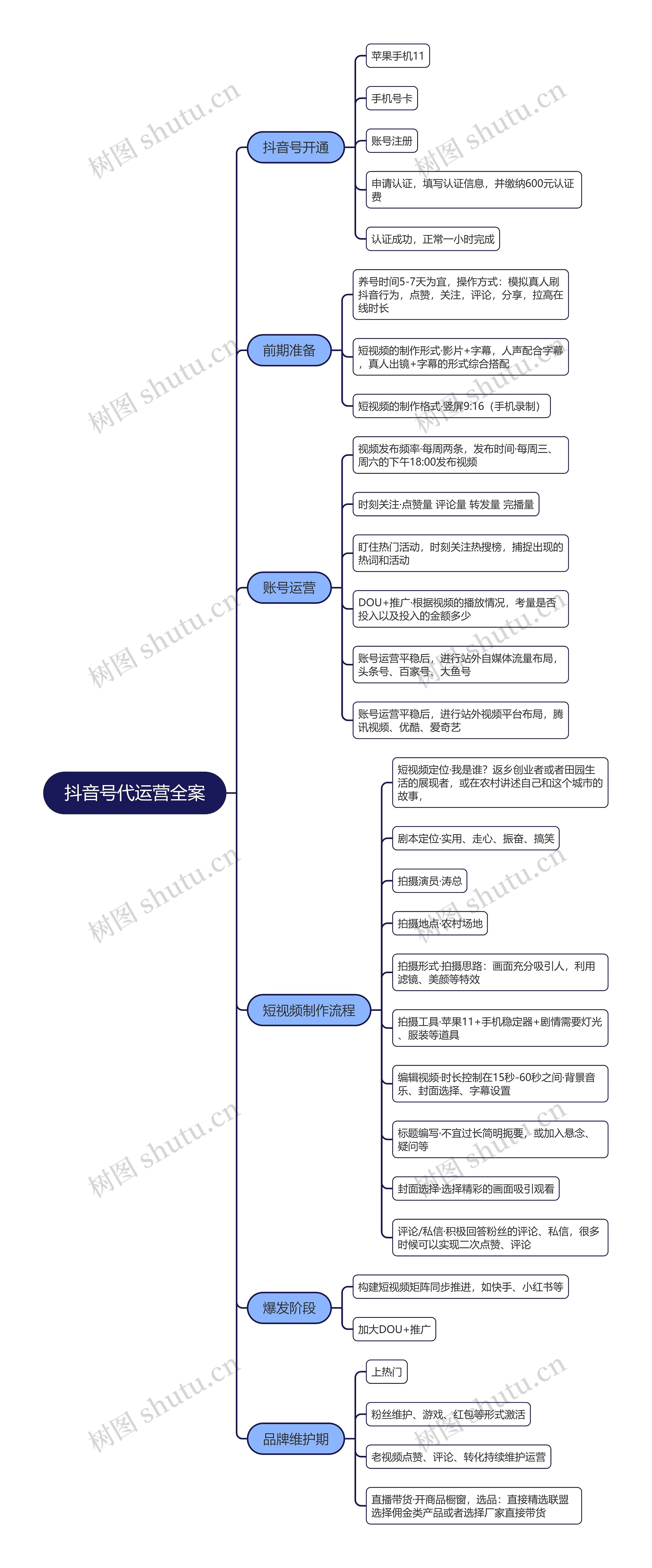 抖音号代运营全案思维导图