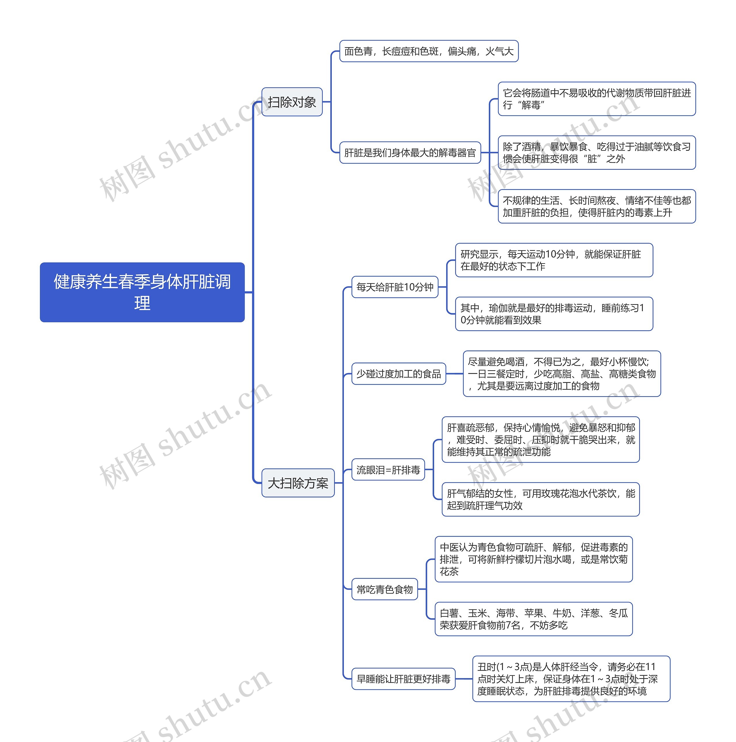 健康养生春季身体肝脏调理思维导图