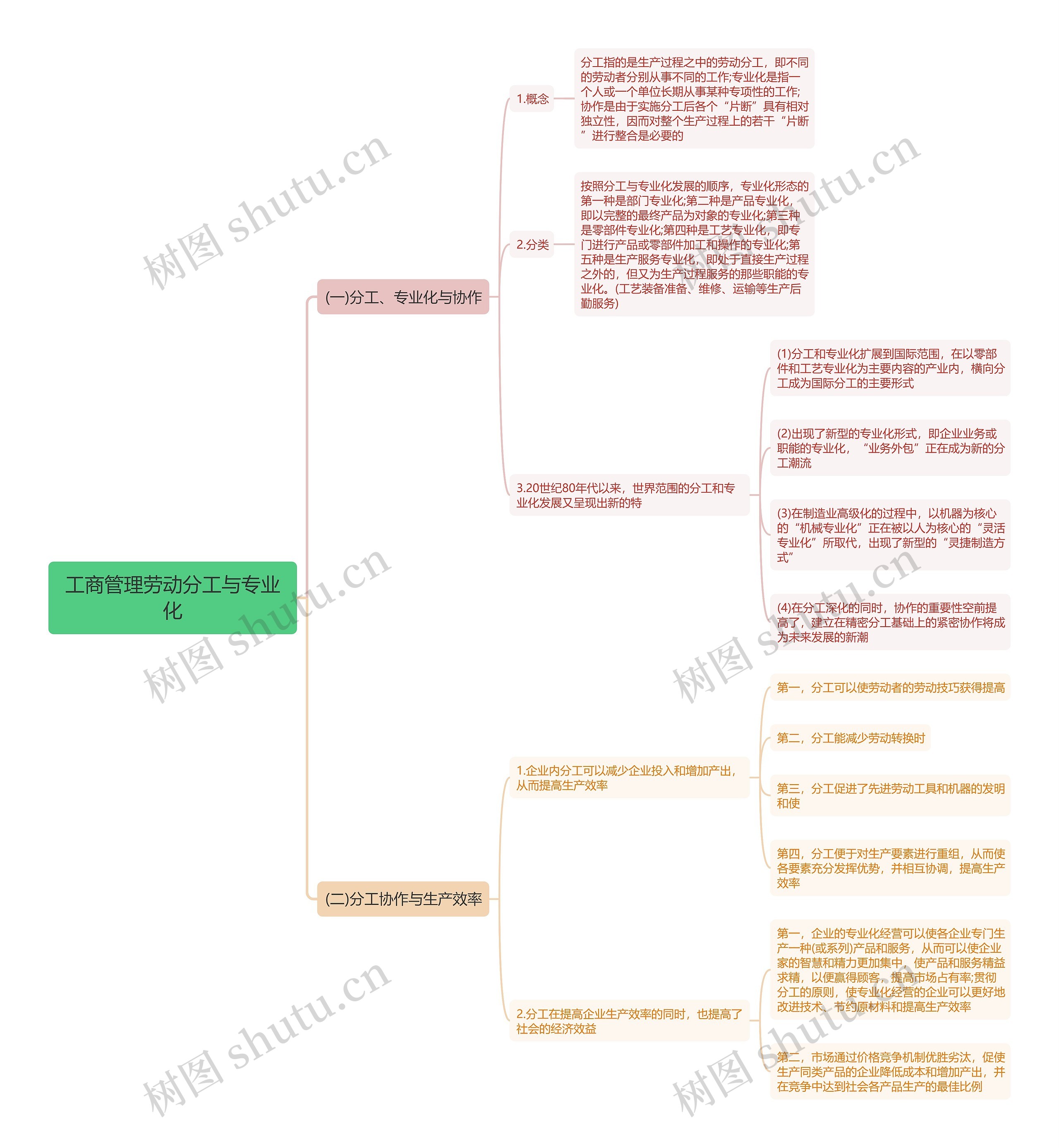 工商管理劳动分工与专业化思维导图