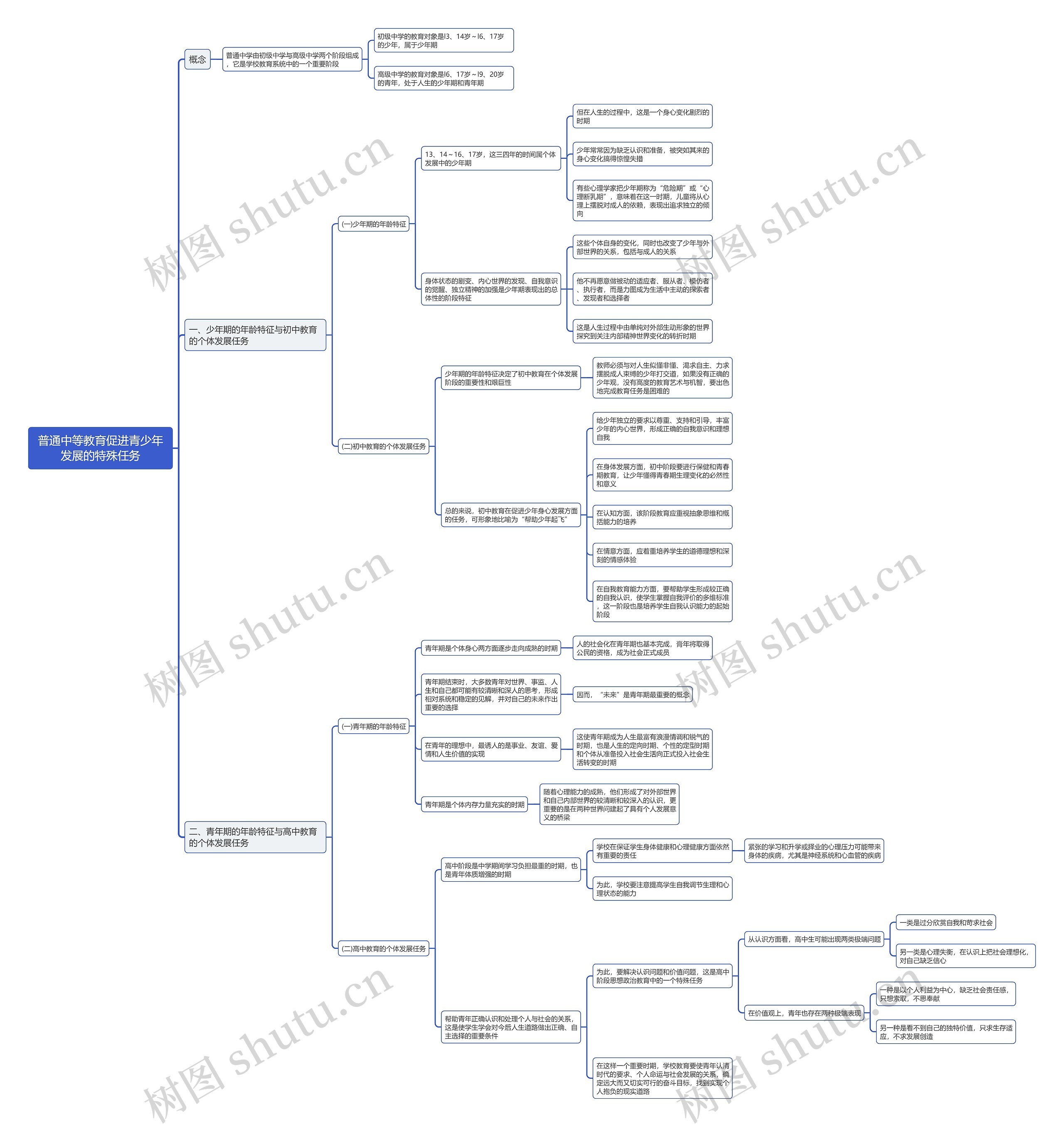 普通中等教育促进青少年发展的特殊任务思维导图