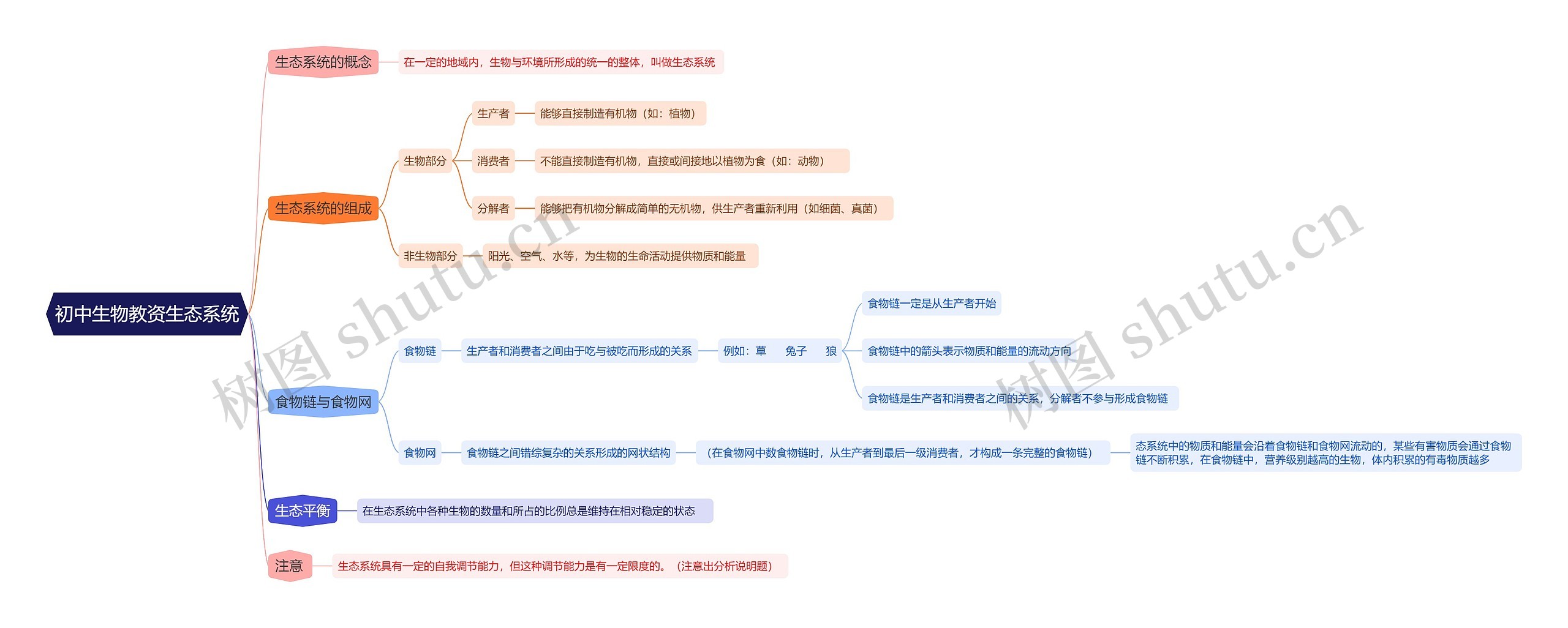 初中生物教资生态系统思维导图