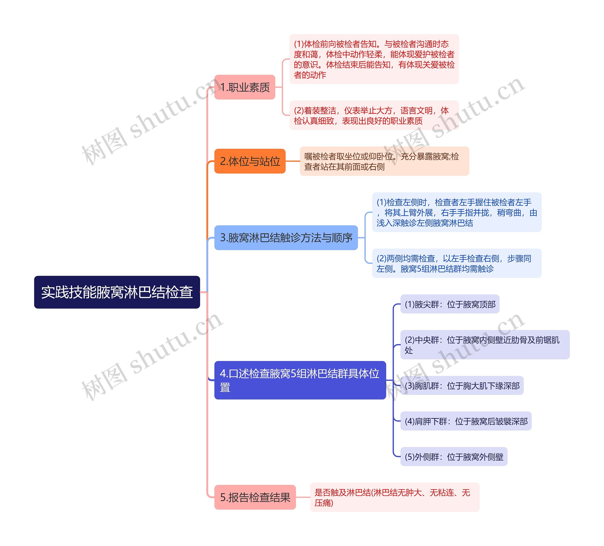 实践技能腋窝淋巴结检查思维导图