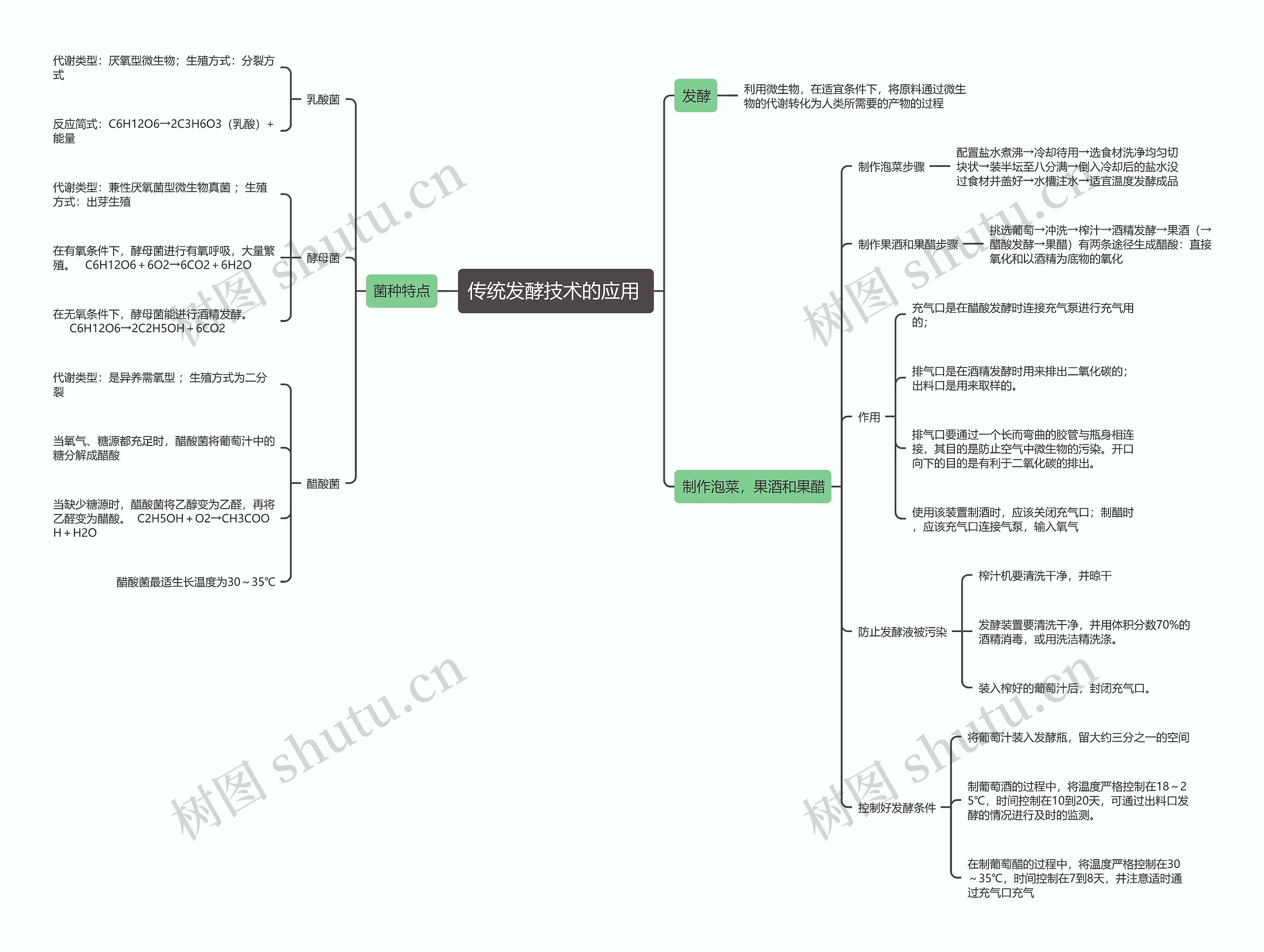 生物必修三 传统发酵技术的应用 思维导图