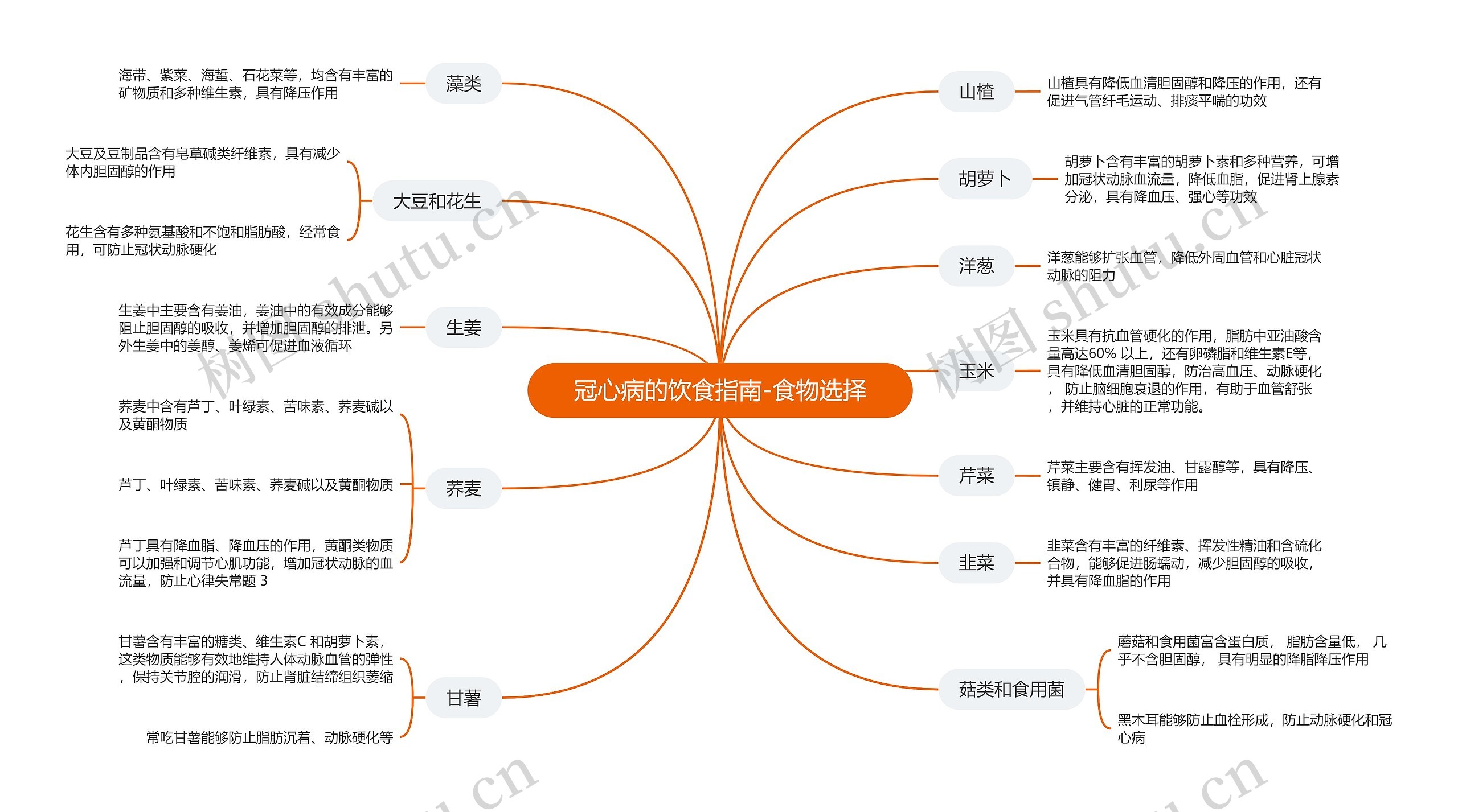 冠心病的饮食指南-食物选择思维导图