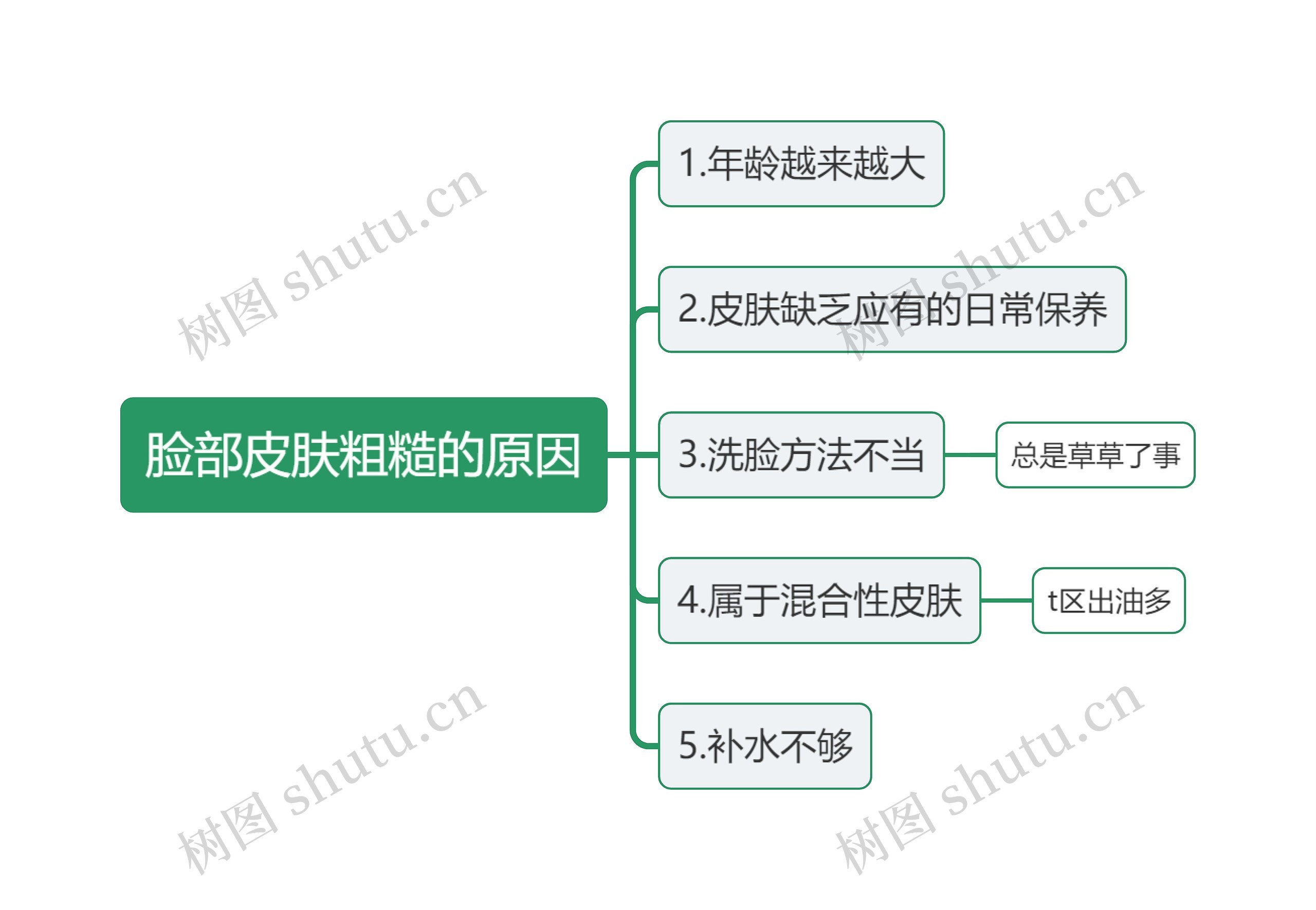 脸部皮肤粗糙的原因思维导图 脸部皮肤粗糙的原因思维导图