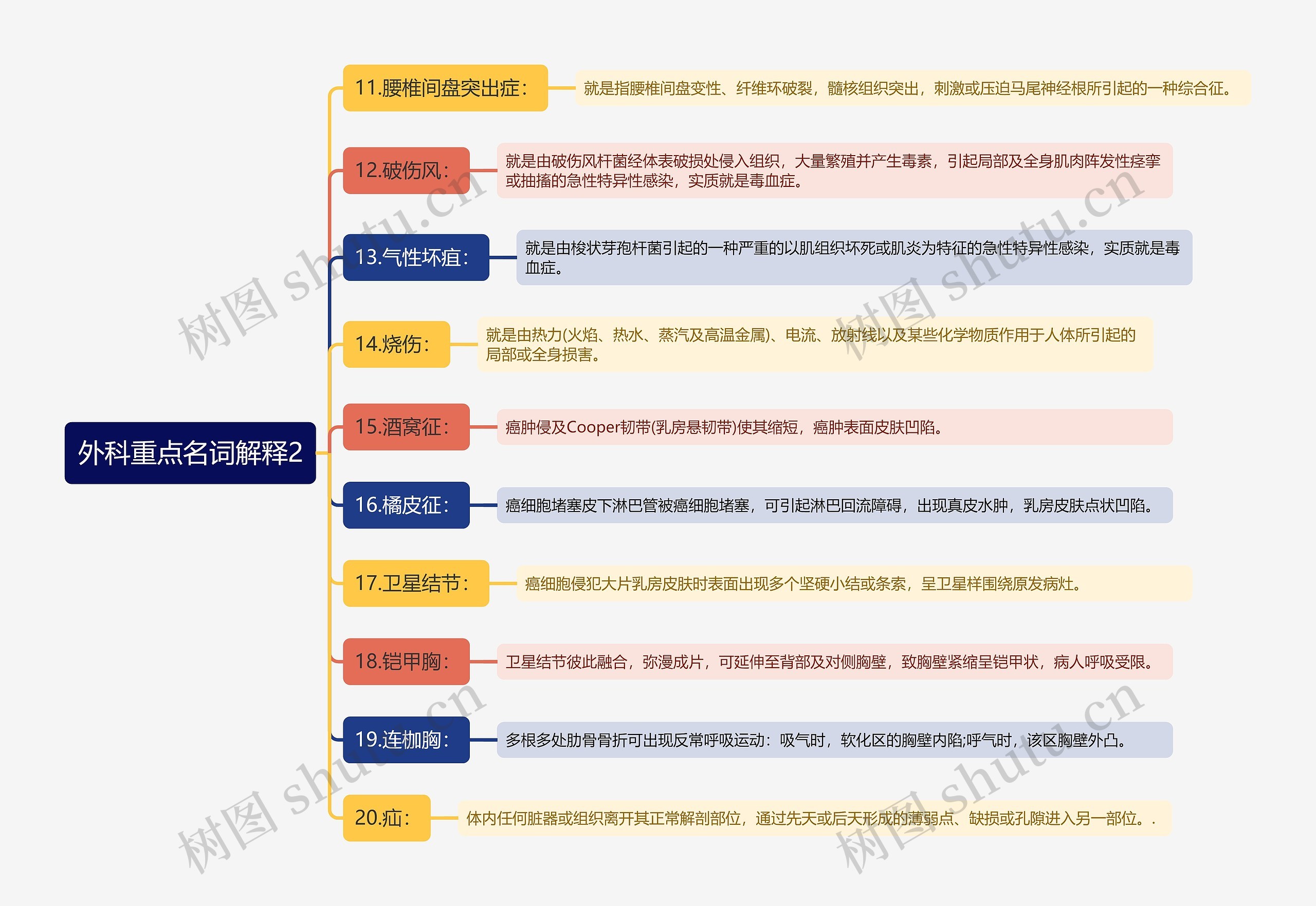 外科重点名词解释2思维导图