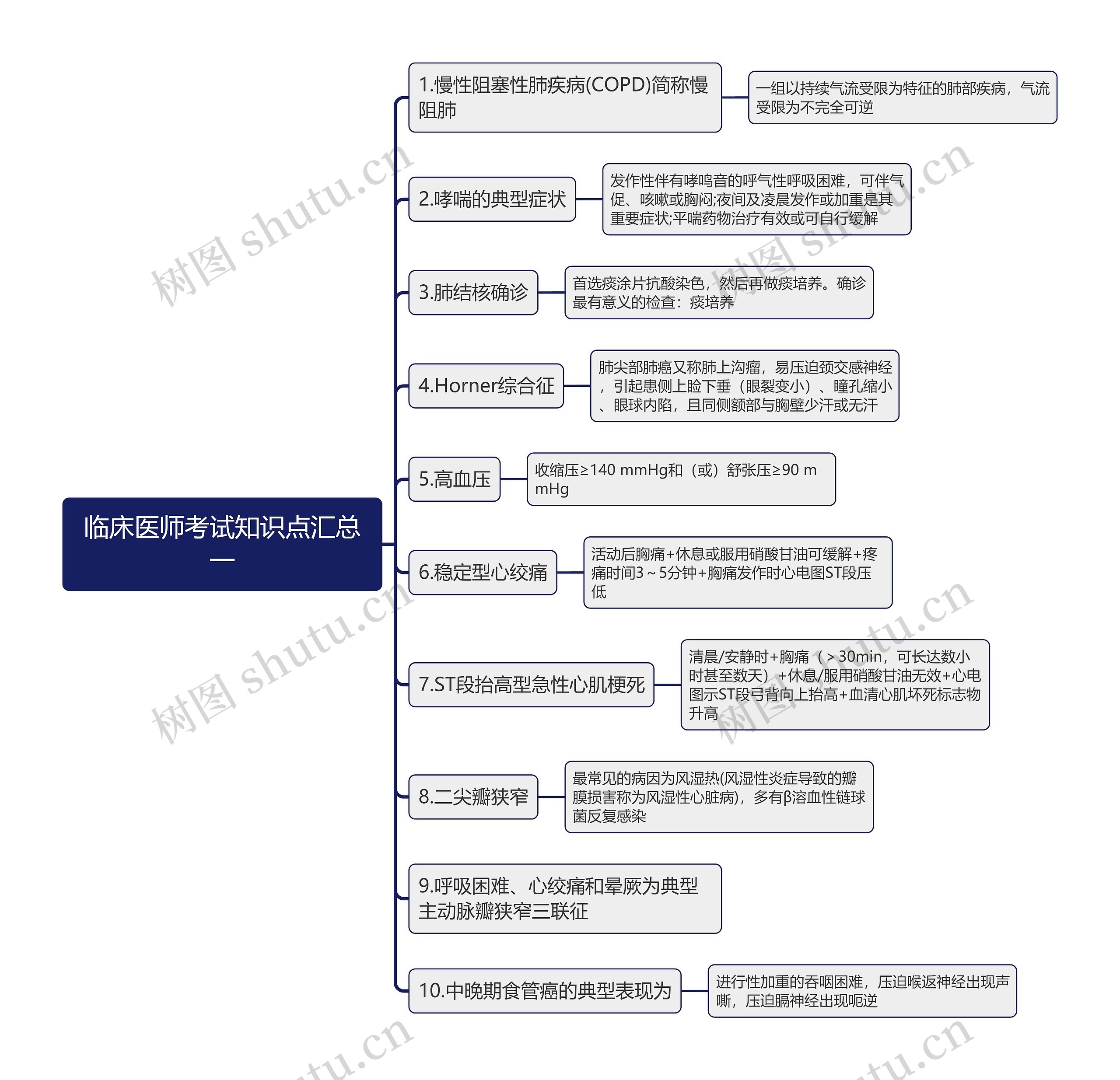 临床医师考试知识点汇总一思维导图