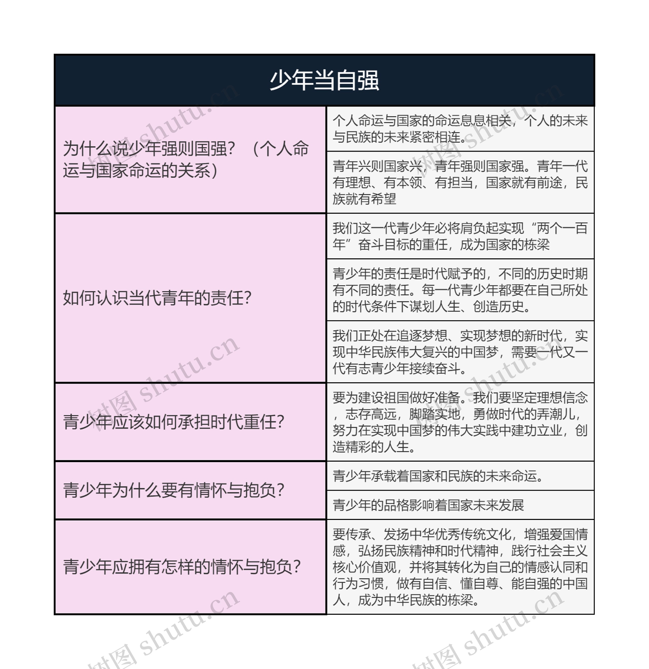 九年级下册道德与法治  少年当自强思维导图