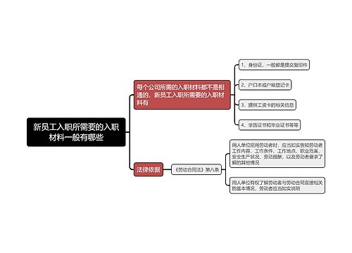 新员工入职所需要的入职材料一般有哪些思维导图