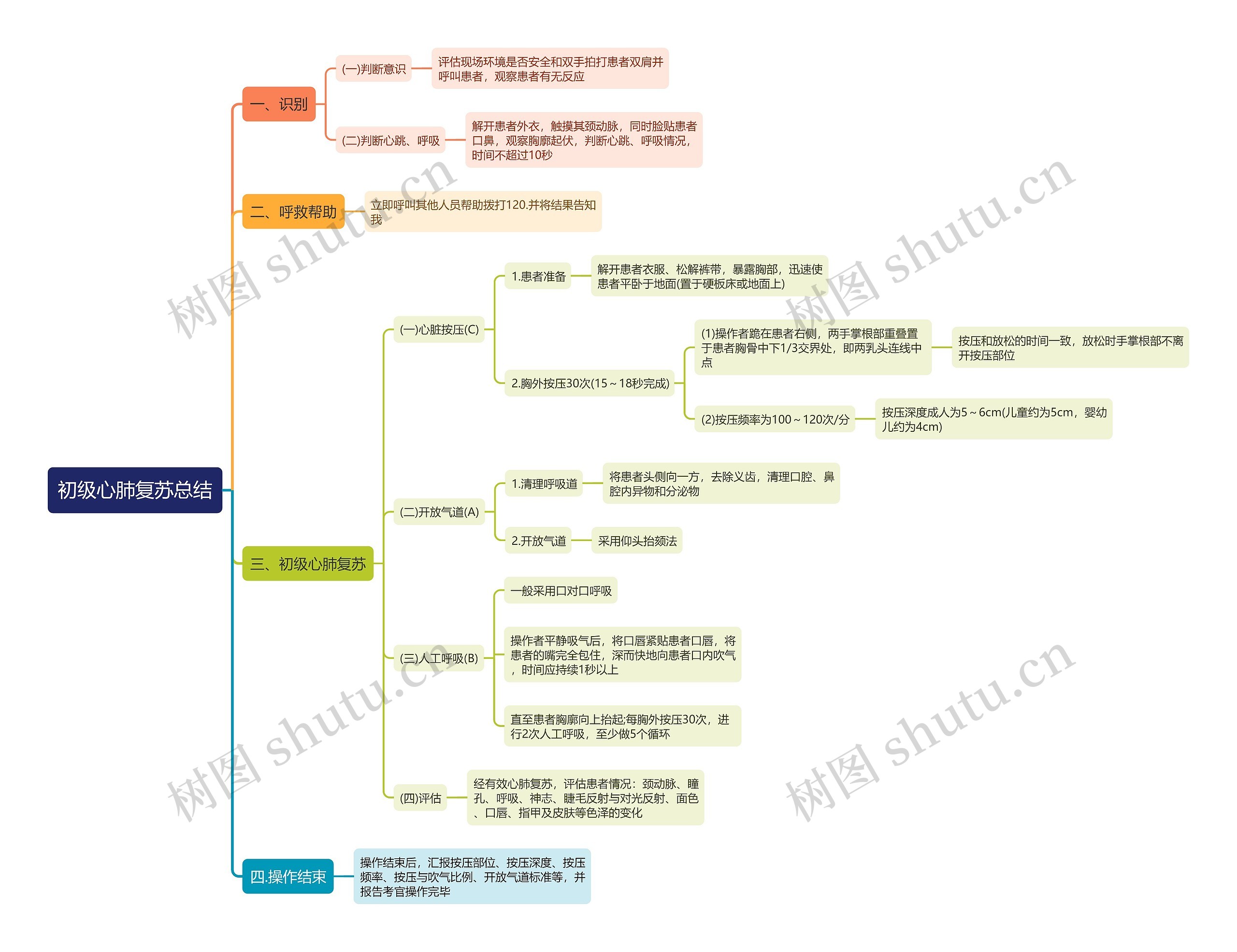 初级心肺复苏总结思维导图 初级心肺复苏总结思维导图