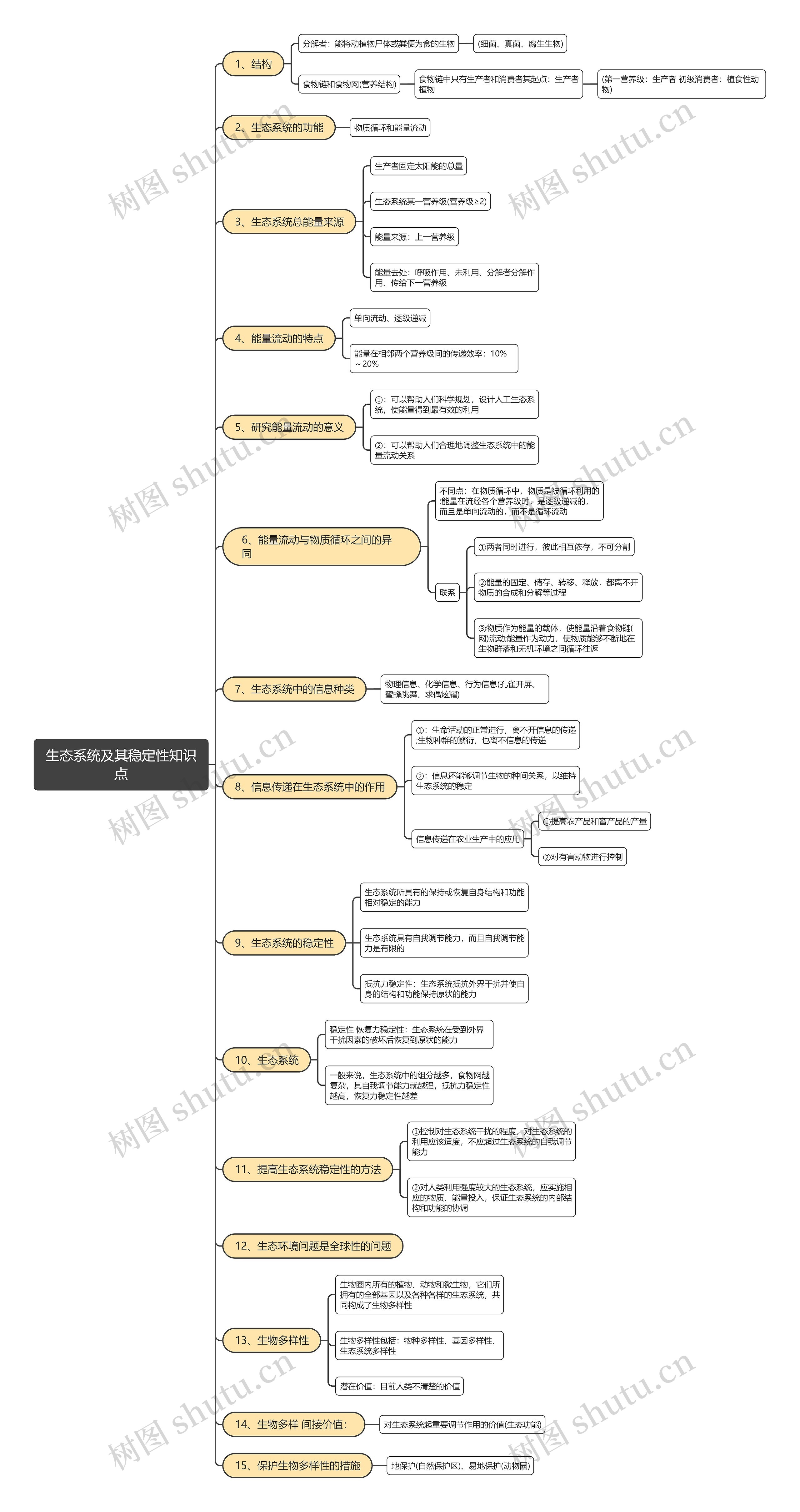 生态系统及其稳定性知识点思维导图
