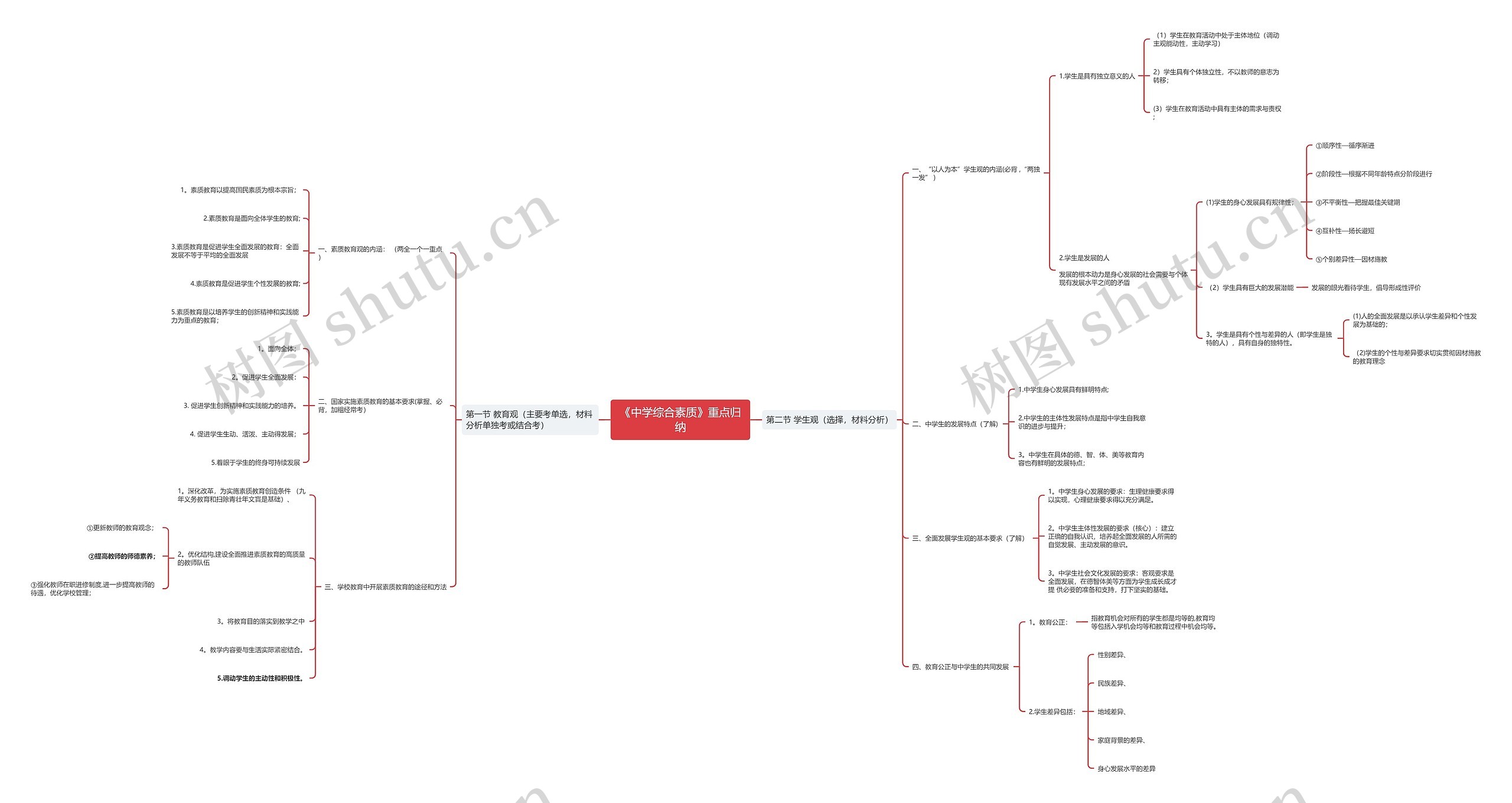 《中学综合素质（一）》重点归纳思维导图