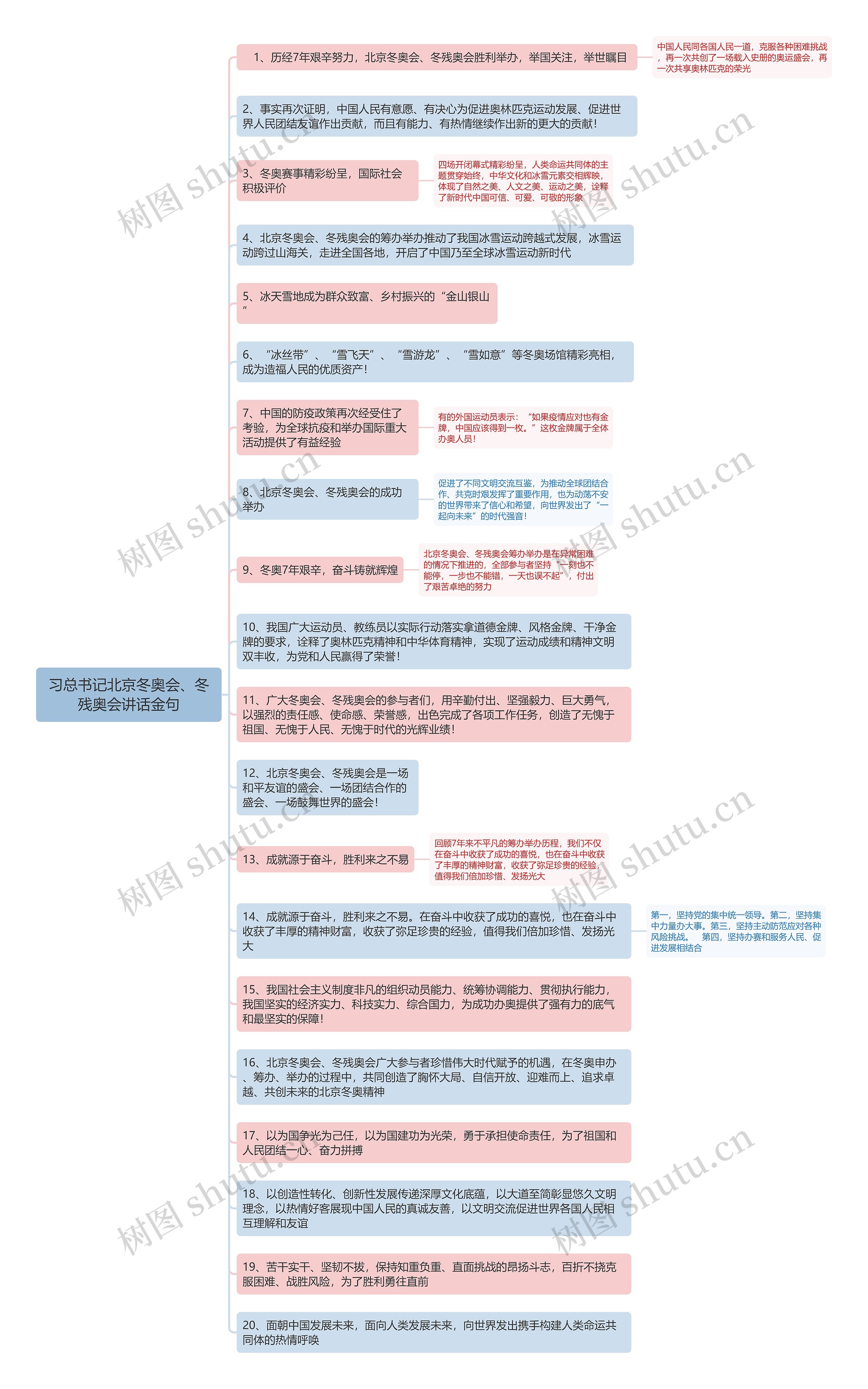 习总书记北京冬奥会与冬残奥会讲话金句思维导图