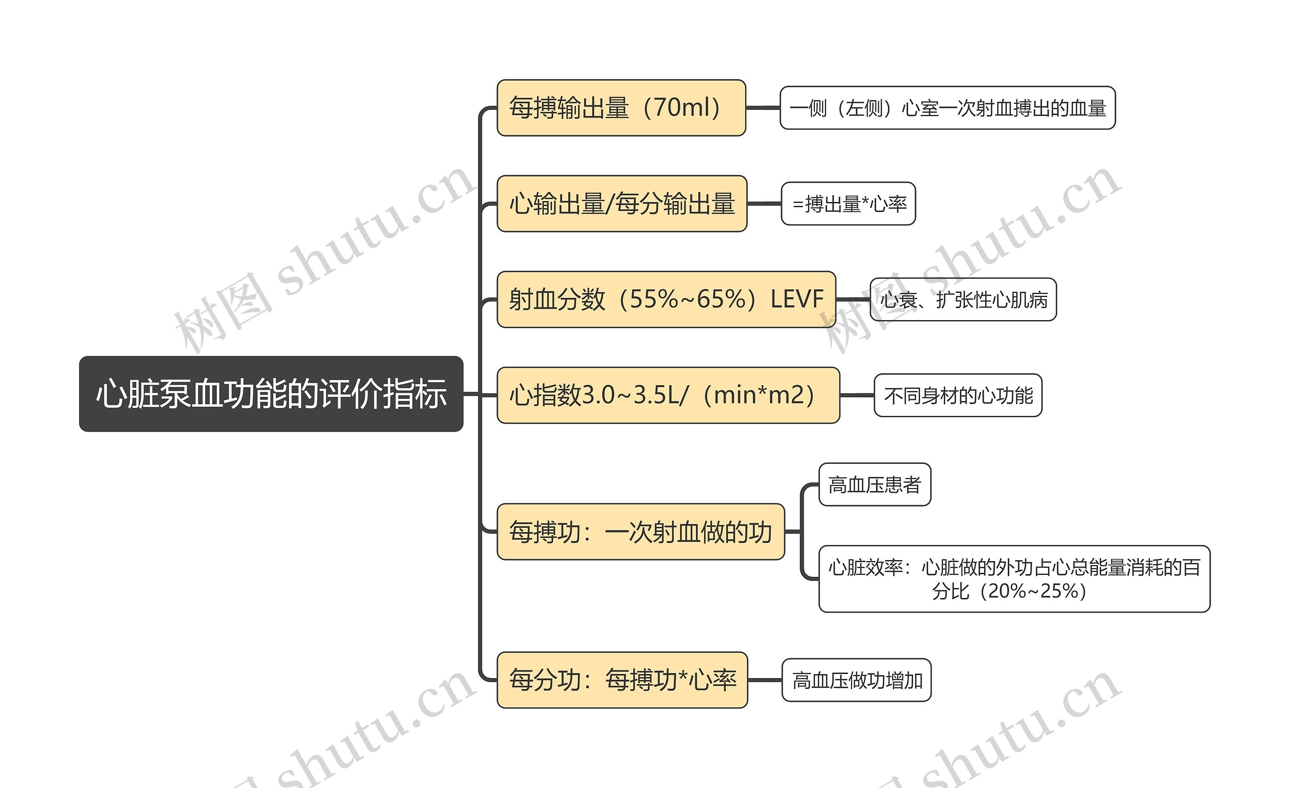 医学知识心脏泵血功能的评价指标思维导图