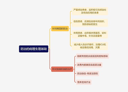 医学知识SIRS防治的病理生理基础思维导图