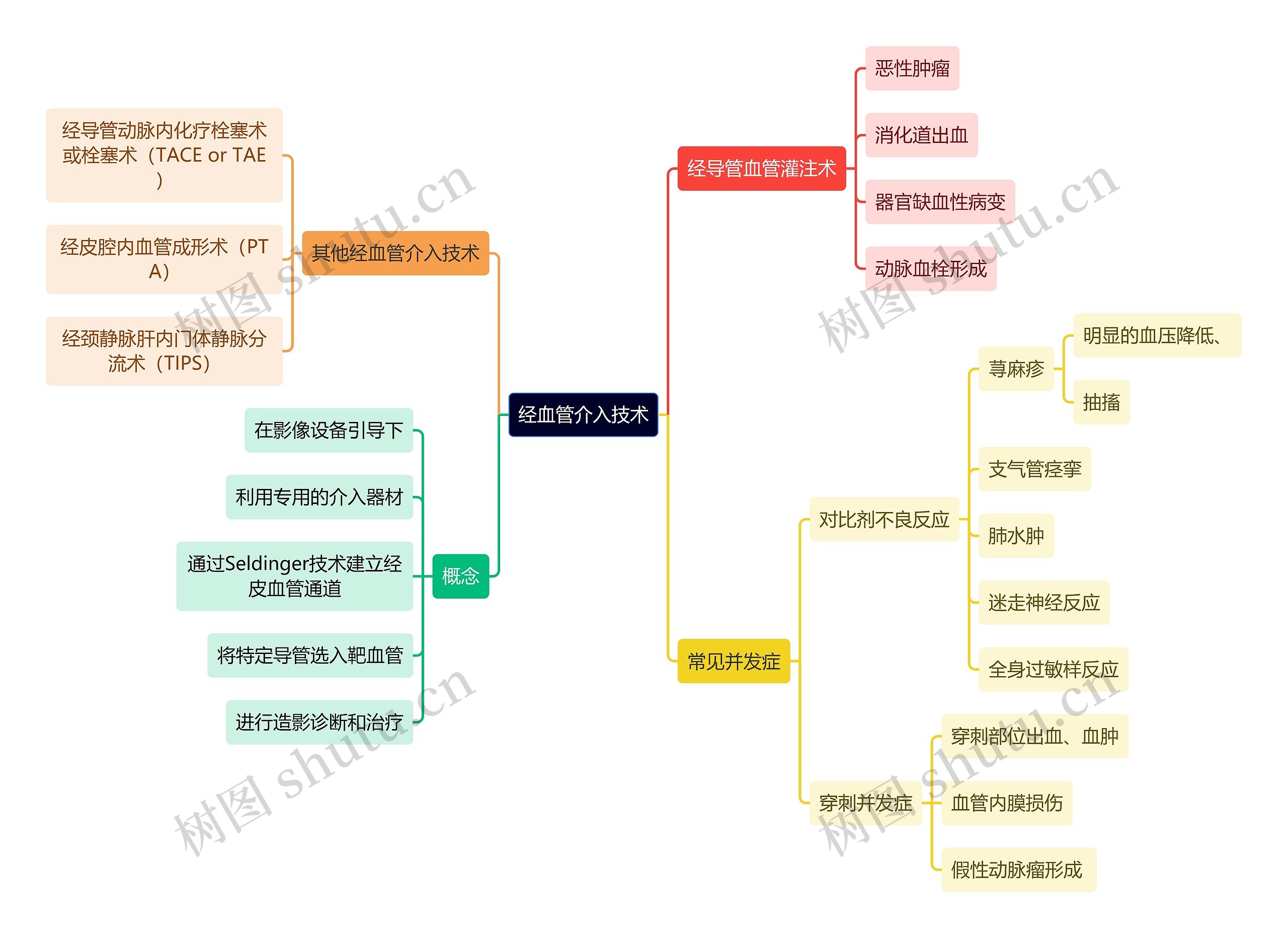 医学知识经血管介入技术思维导图