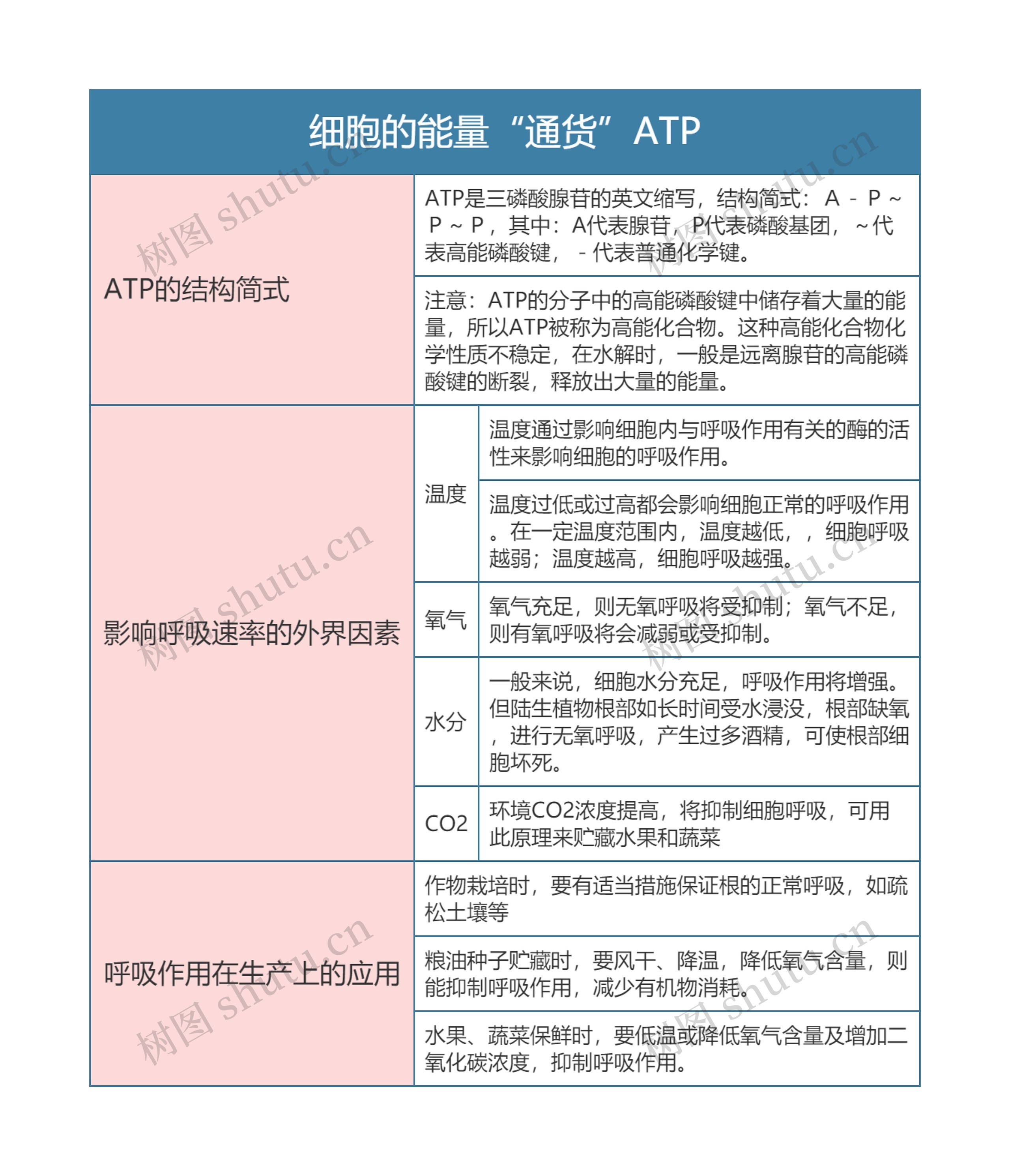 高中生物必修一细胞的能量“通货”ATP思维导图