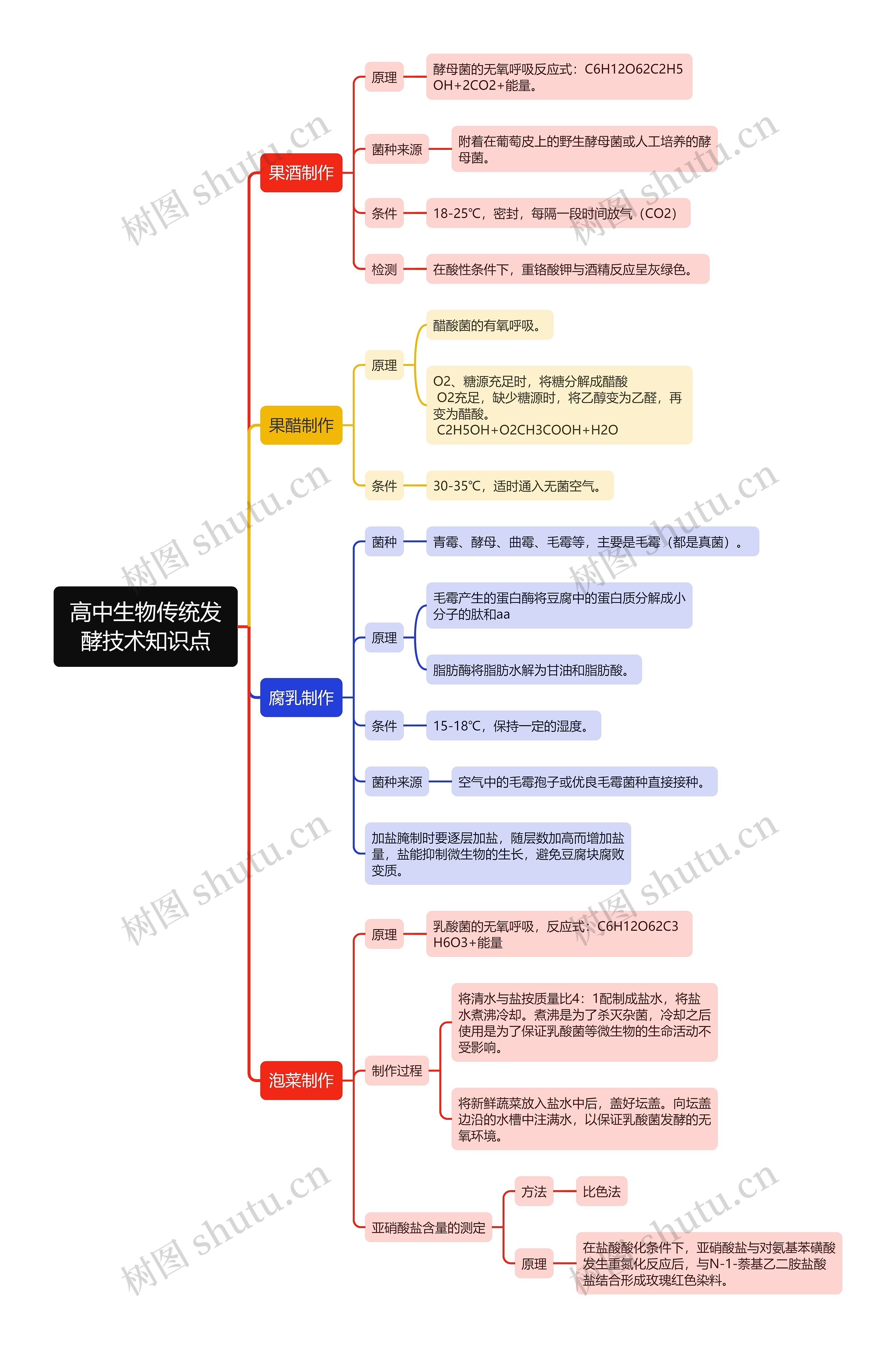 高中生物传统发酵技术知识点思维导图