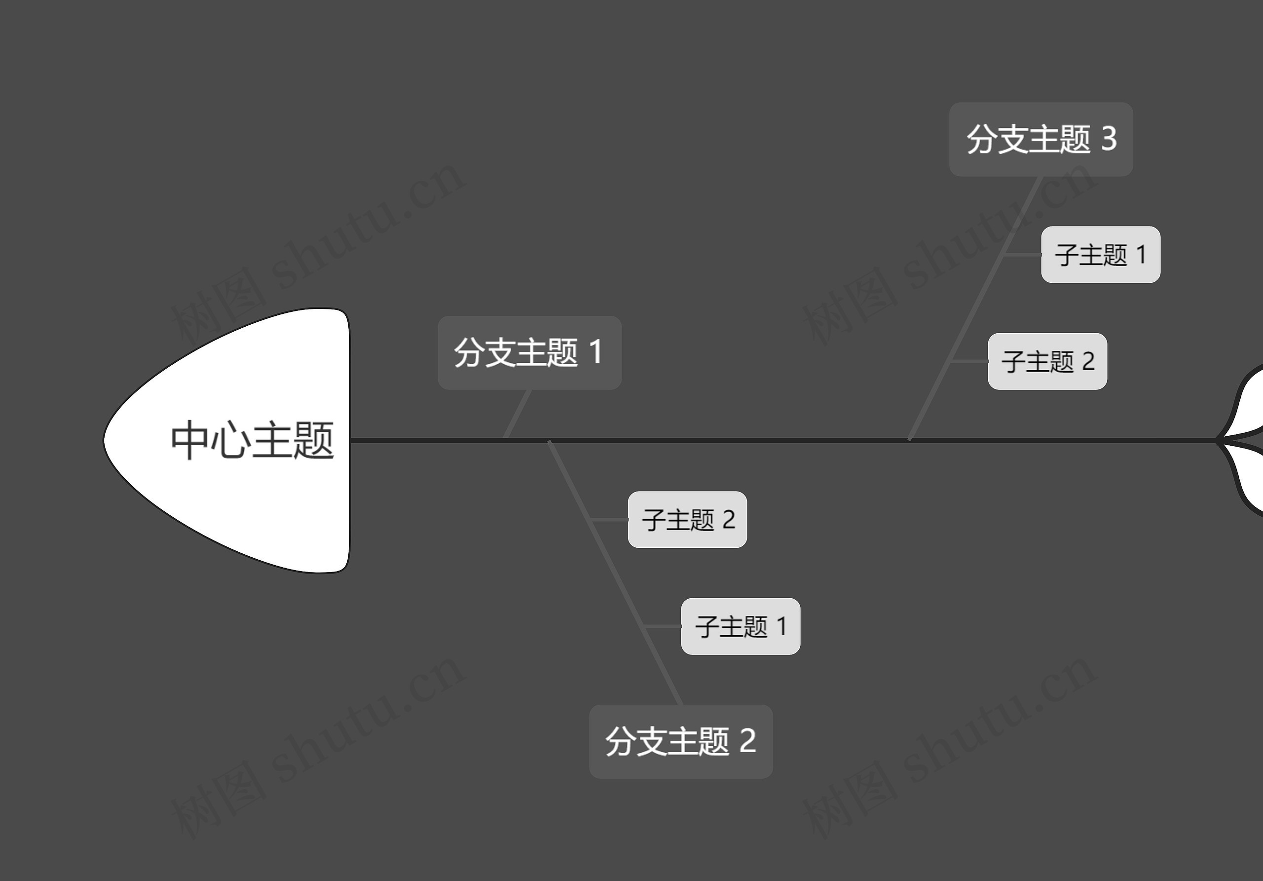 深色简约中心主题鱼骨图