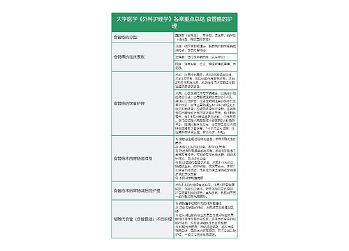 大学医学《外科护理学》各章重点总结 食管癌的护理