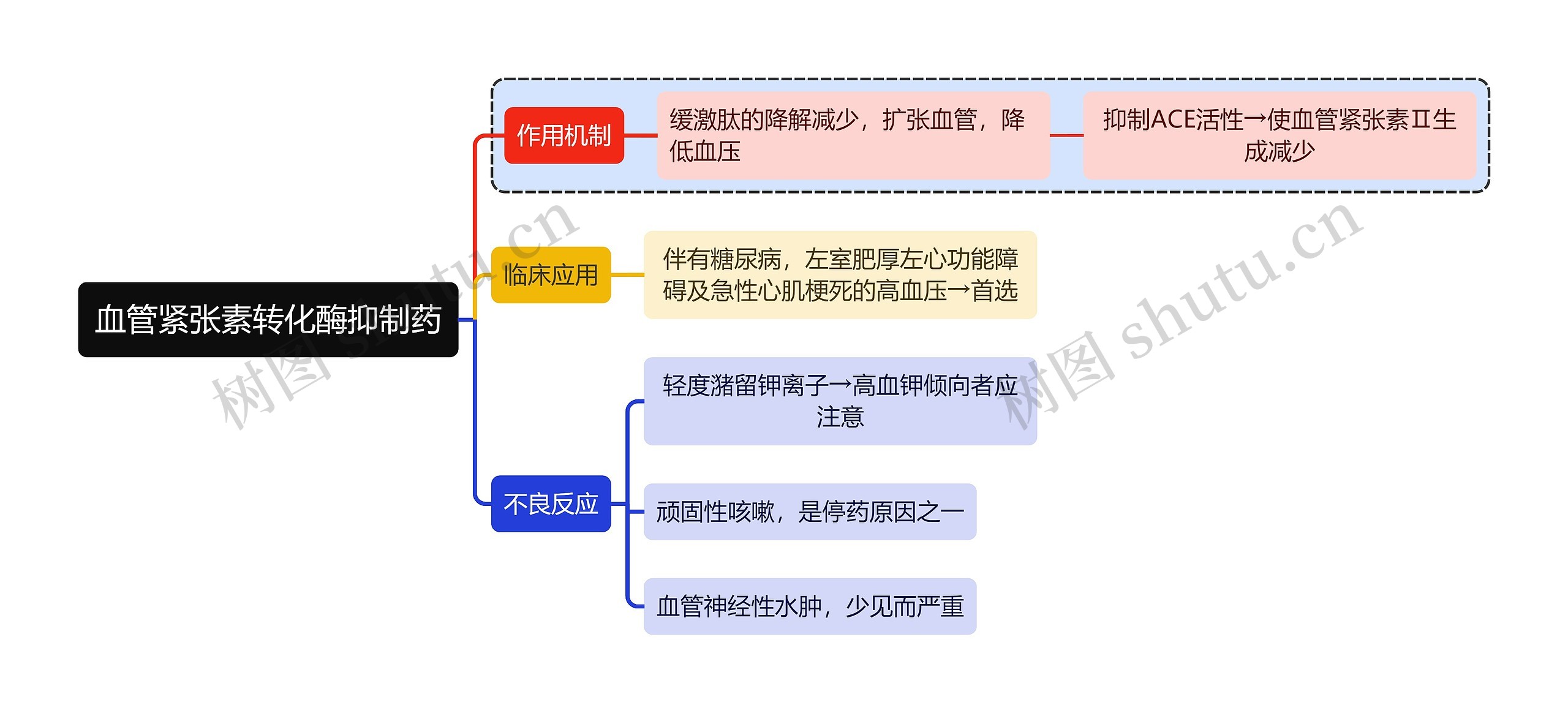 医学血管紧张素转化酶抑制药思维导图