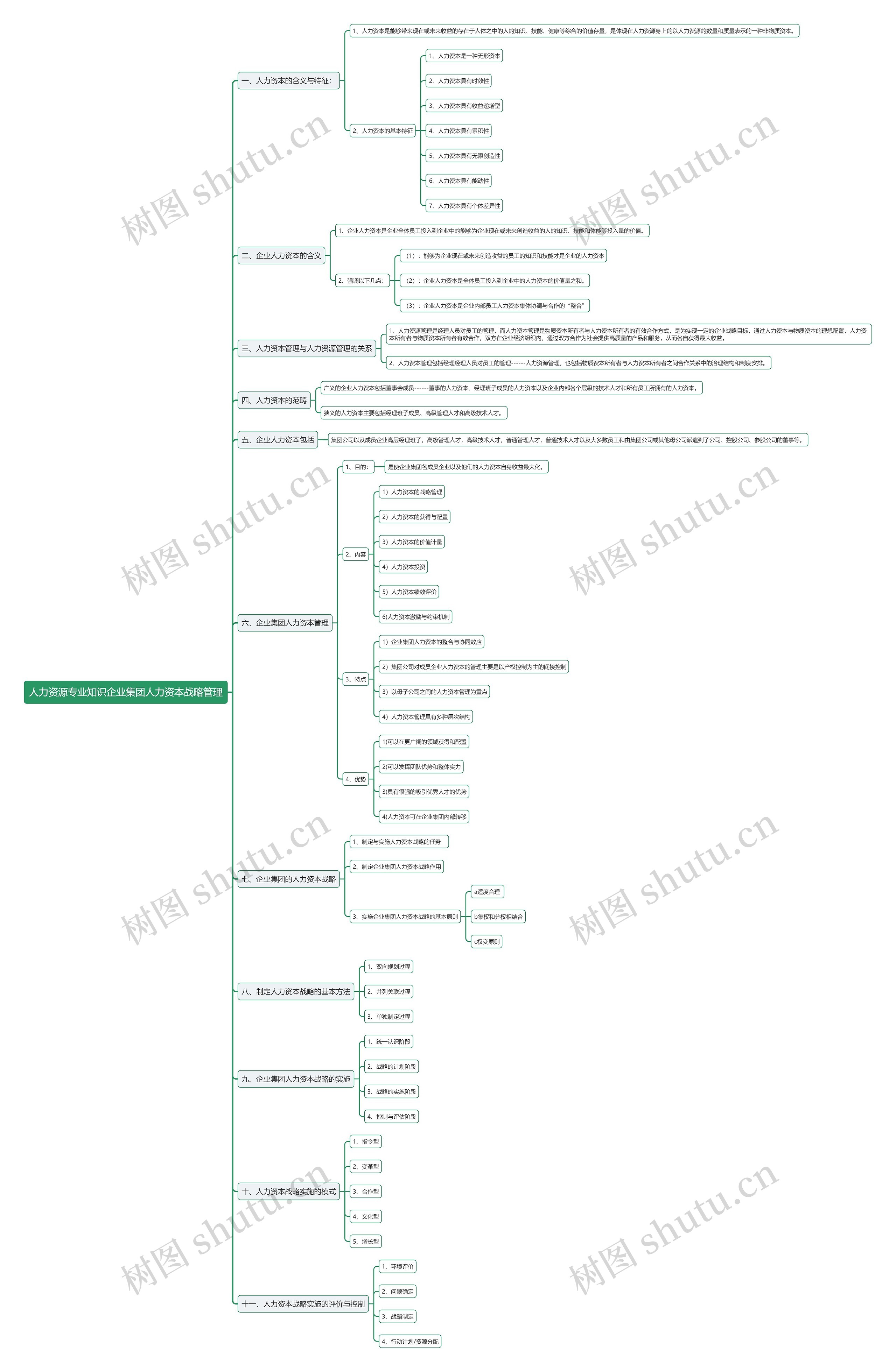 人力资源专业知识企业集团人力资本战略管理思维导图