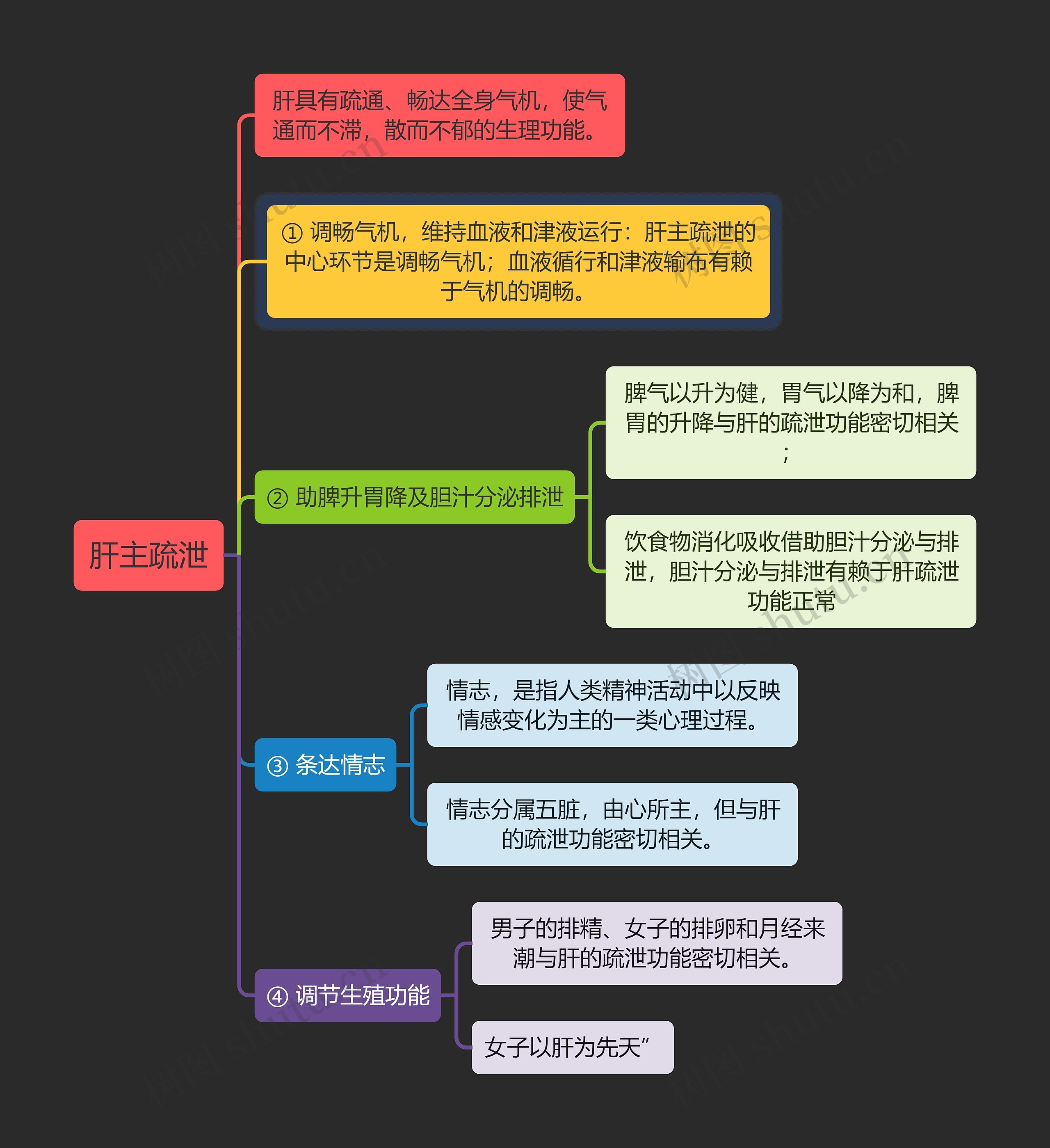 中医知识肝主疏泄思维导图