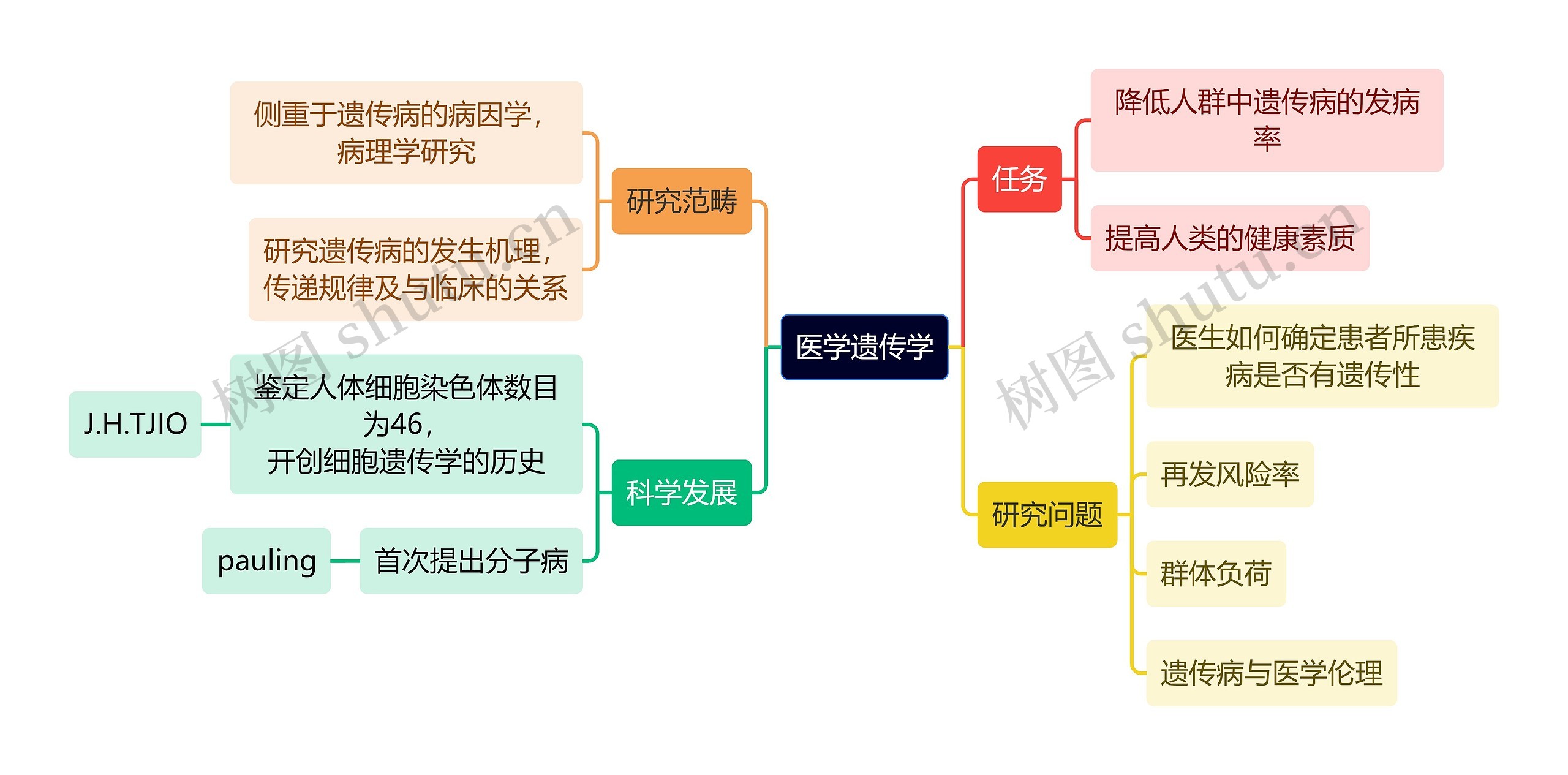 医学知识医学遗传学思维导图